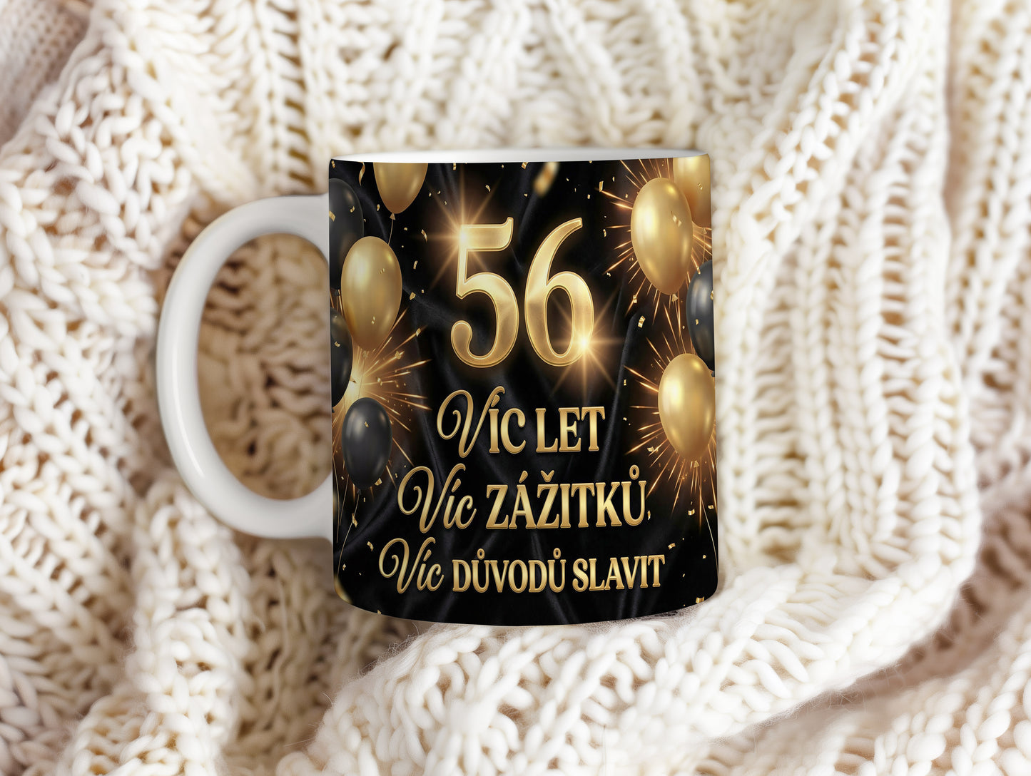 Narozeninový hrnek 56 let – Více let, více zážitků, více důvodů slavit