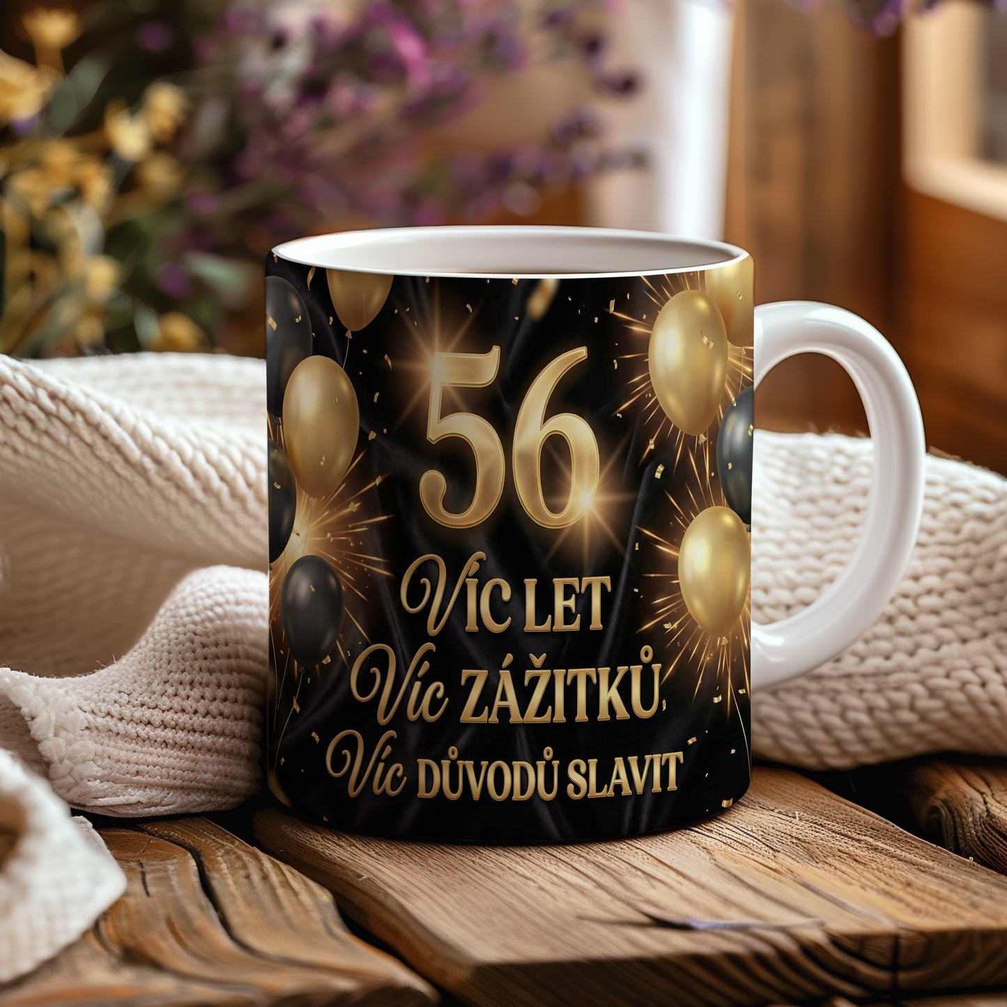 Narozeninový hrnek 56 let – Více let, více zážitků, více důvodů slavit