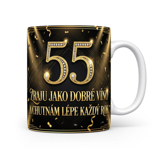 Narozeninový hrnek s věkem 55