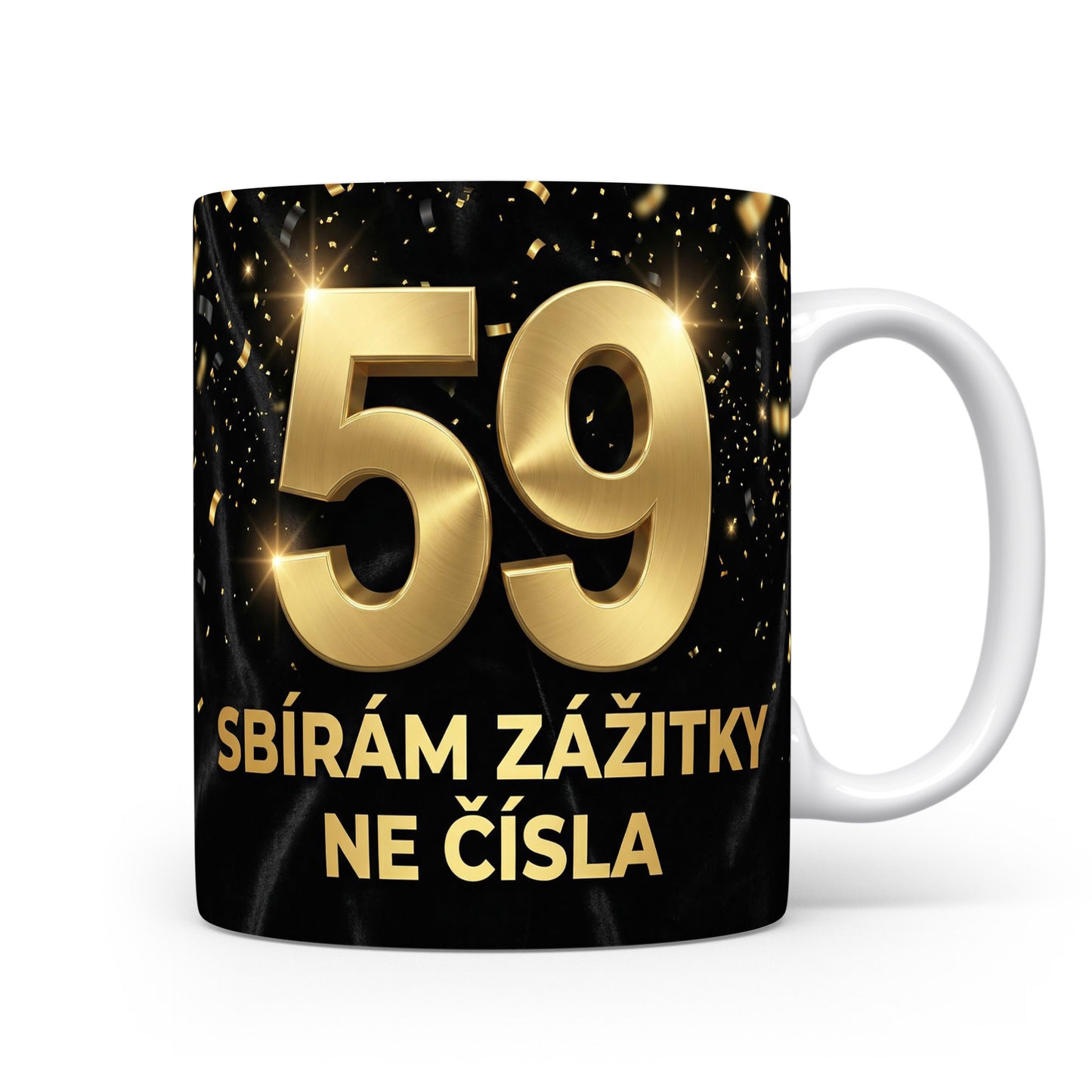 Narozeninový hrnek s číslem 59 a mottem.