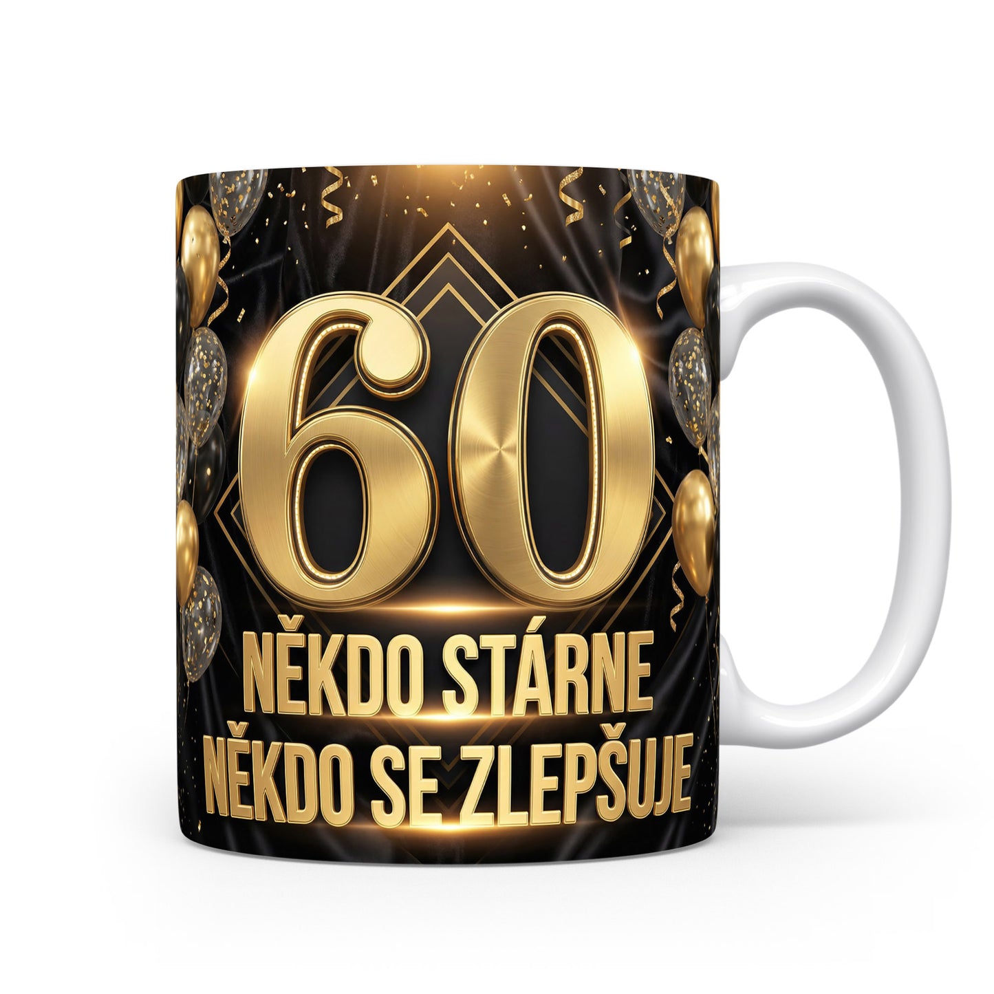 Hrnček s číslem 60 a sloganem