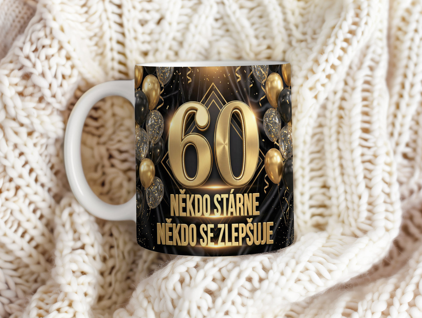 Narozeninový hrnek 60 let – NĚKDO STÁRNE NĚKDO SE ZLEPŠUJE