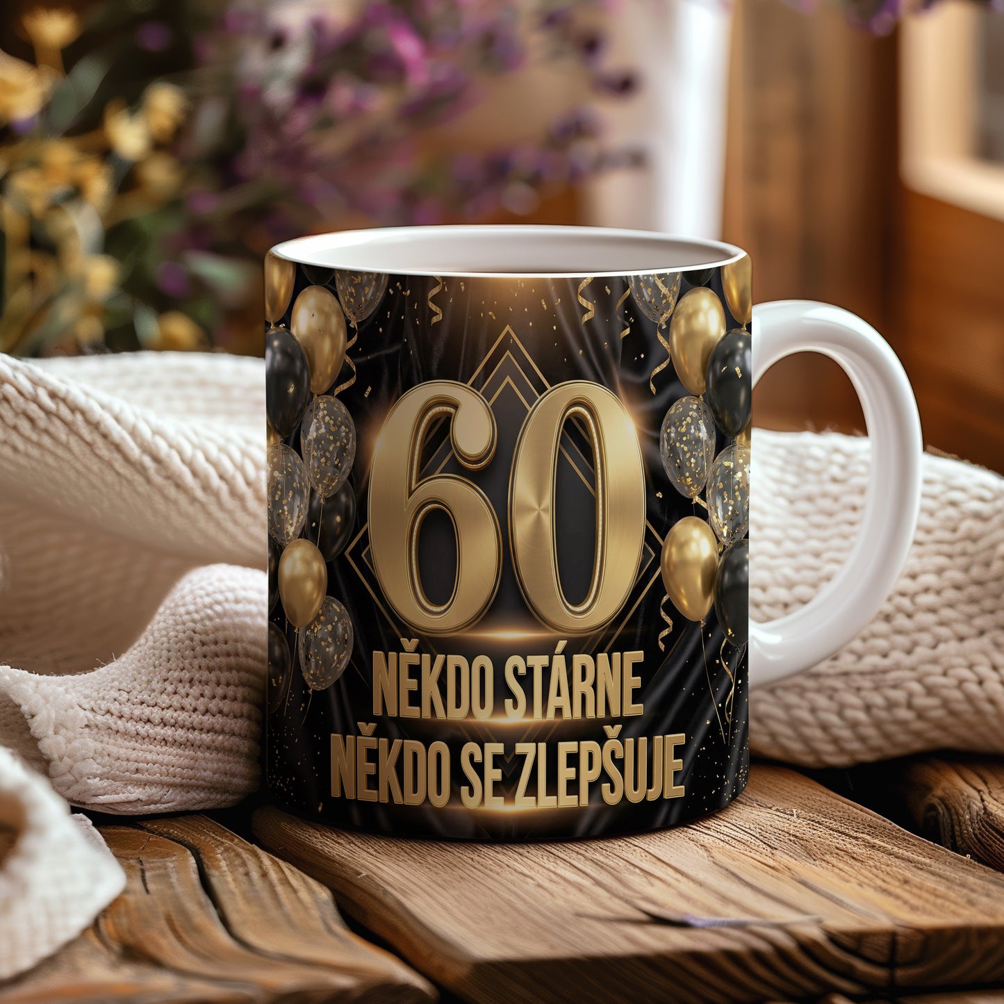 Narozeninový hrnek 60 let – NĚKDO STÁRNE NĚKDO SE ZLEPŠUJE