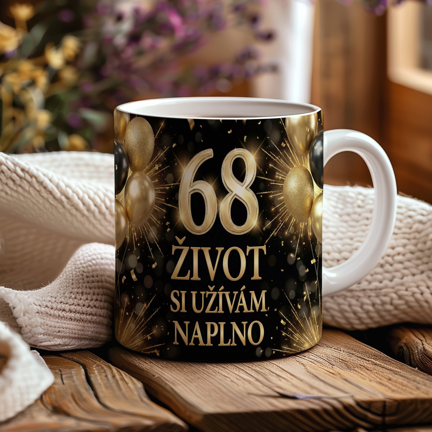 Narozeninový hrnek 68 let – ŽIVOT SI UŽÍVÁM NAPLNO