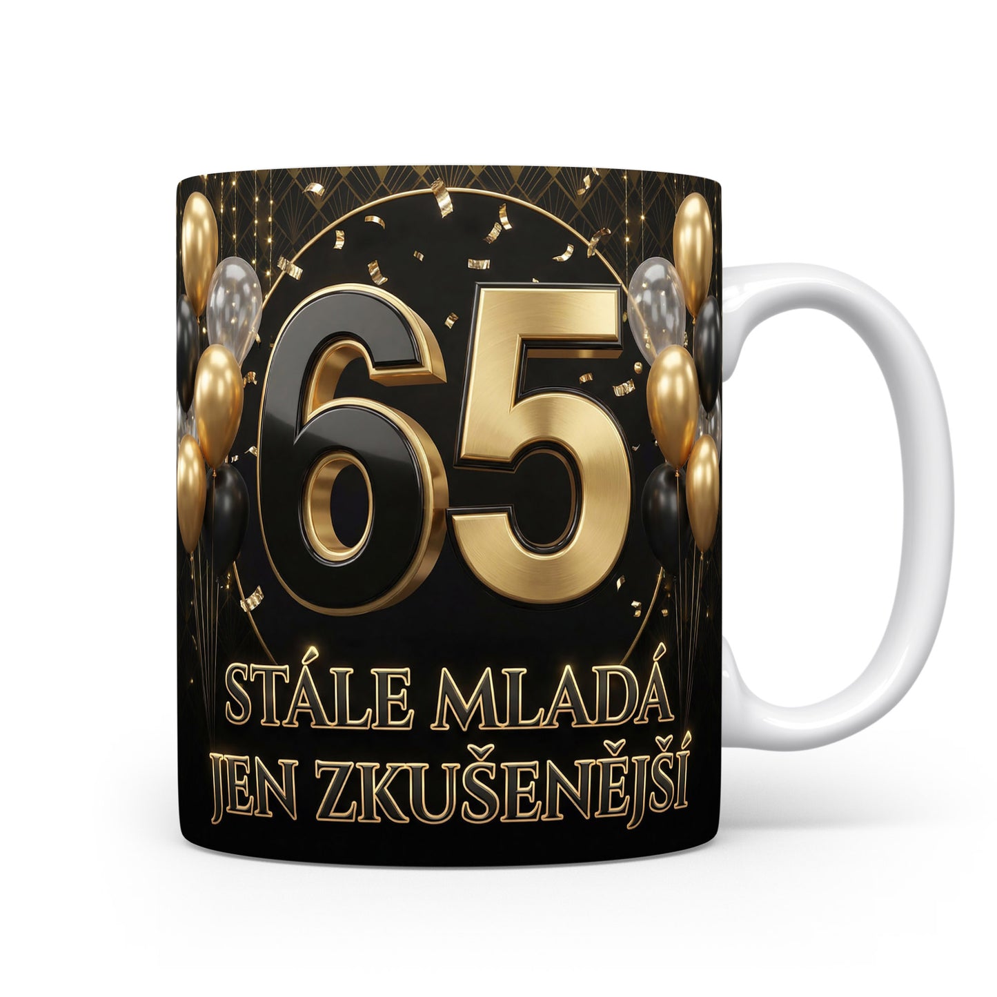 Hrnček s číslem 65 a nápisem