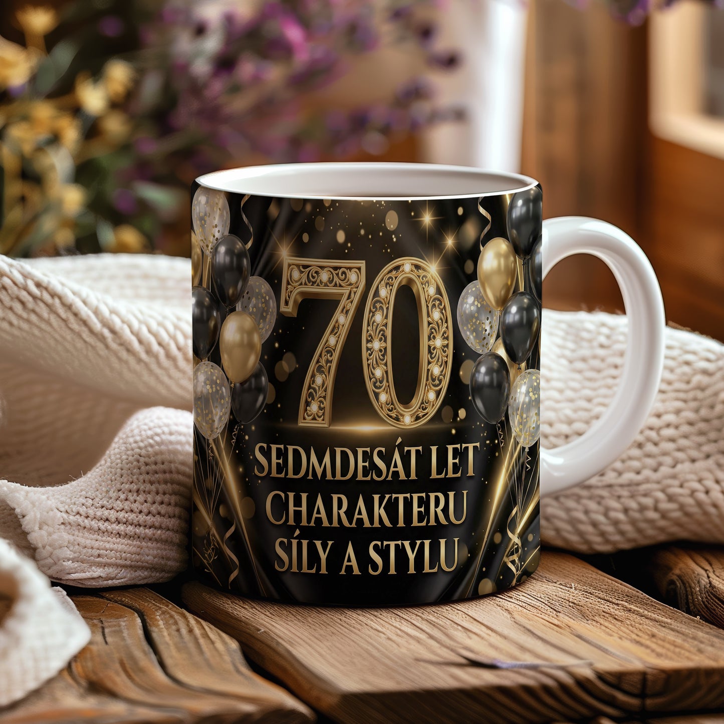 Narozeninový hrnek 70 let – SEDMDESÁT LET CHARAKTERU SÍLY A STYLU