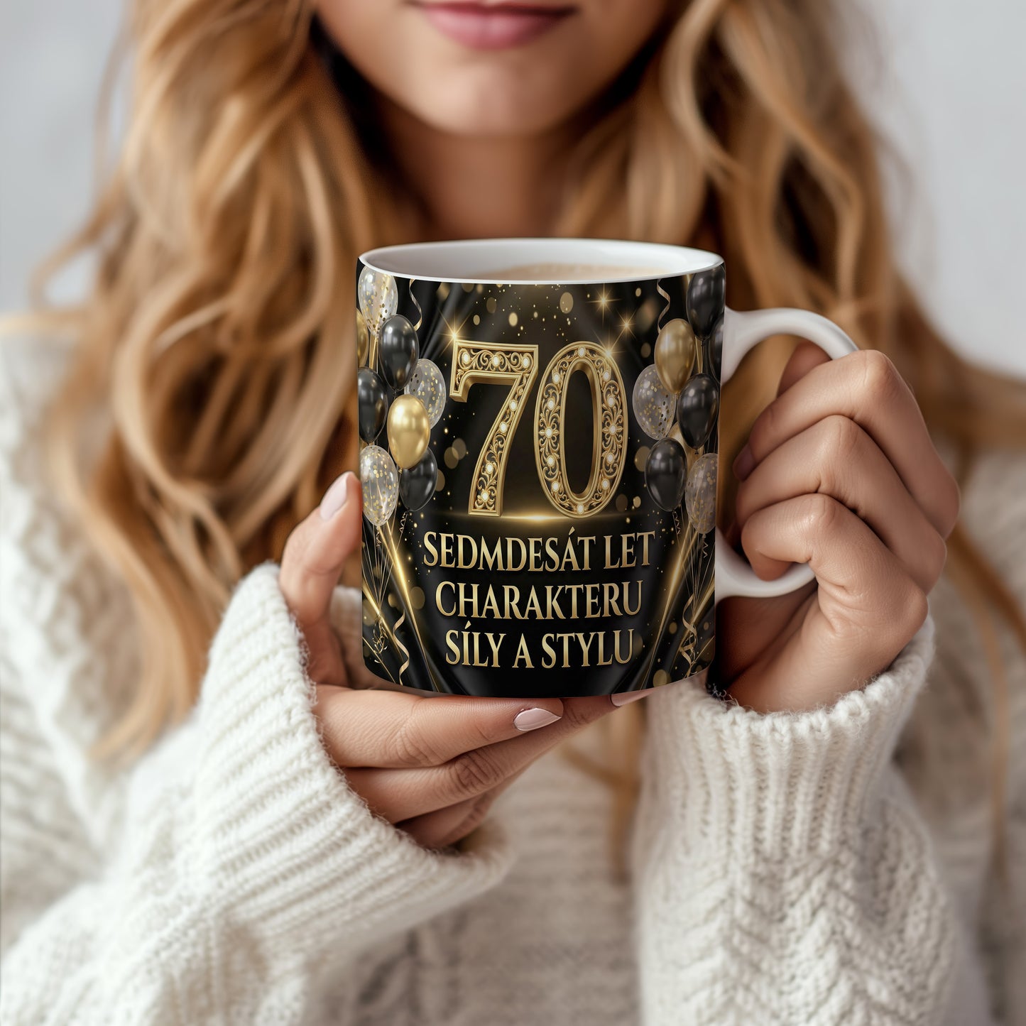 Narozeninový hrnek 70 let – SEDMDESÁT LET CHARAKTERU SÍLY A STYLU