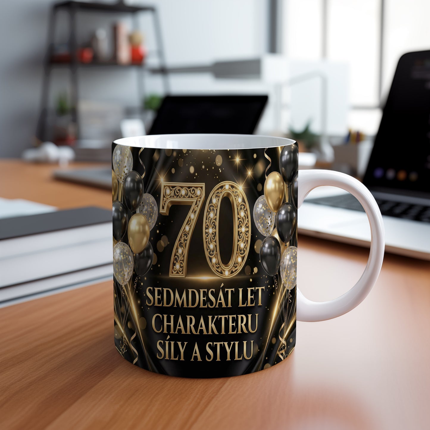 Narozeninový hrnek 70 let – SEDMDESÁT LET CHARAKTERU SÍLY A STYLU