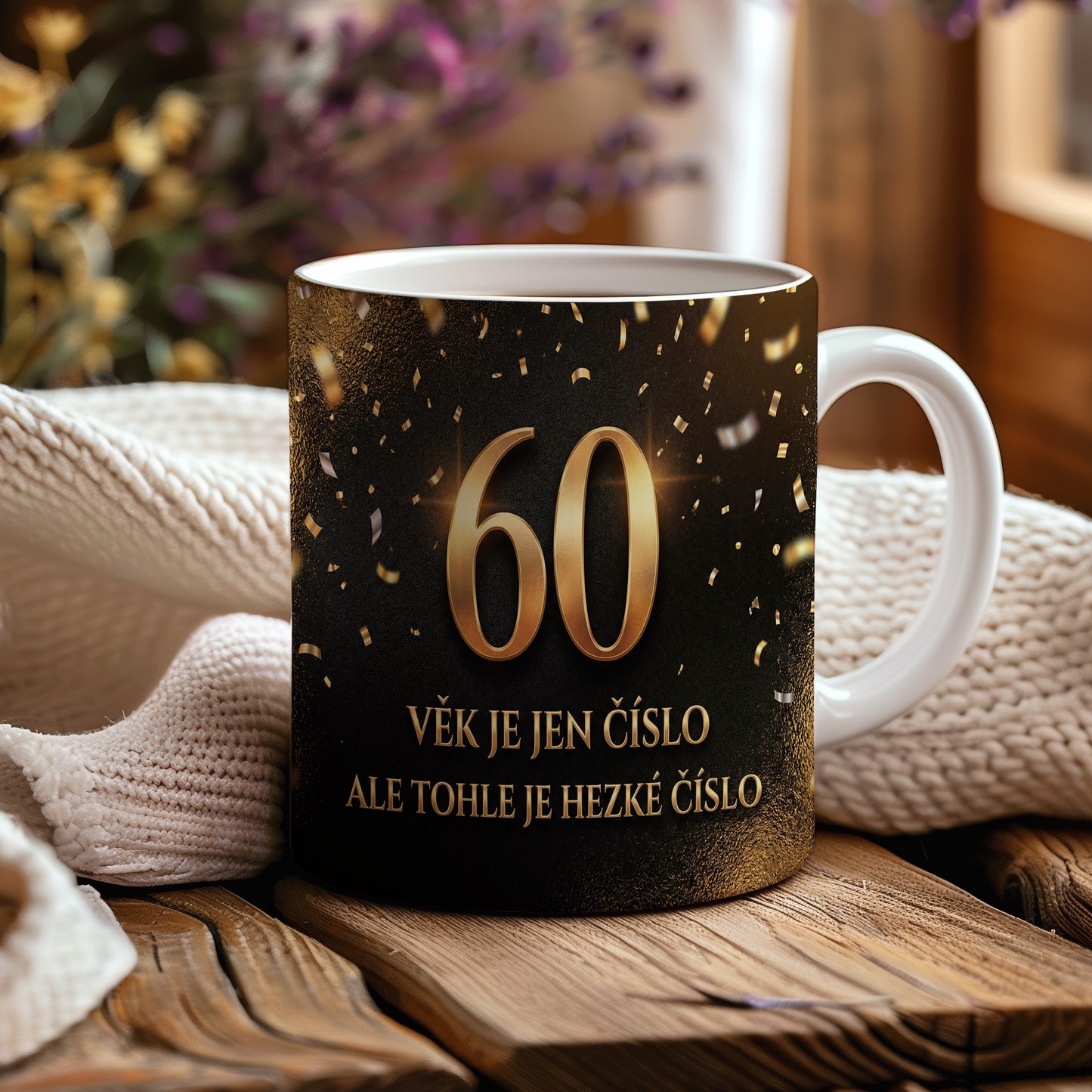 Narozeninový hrnek 60 let – VĚK JE JEN ČÍSLO ALE TOHLE JE HEZKÉ ČÍSLO