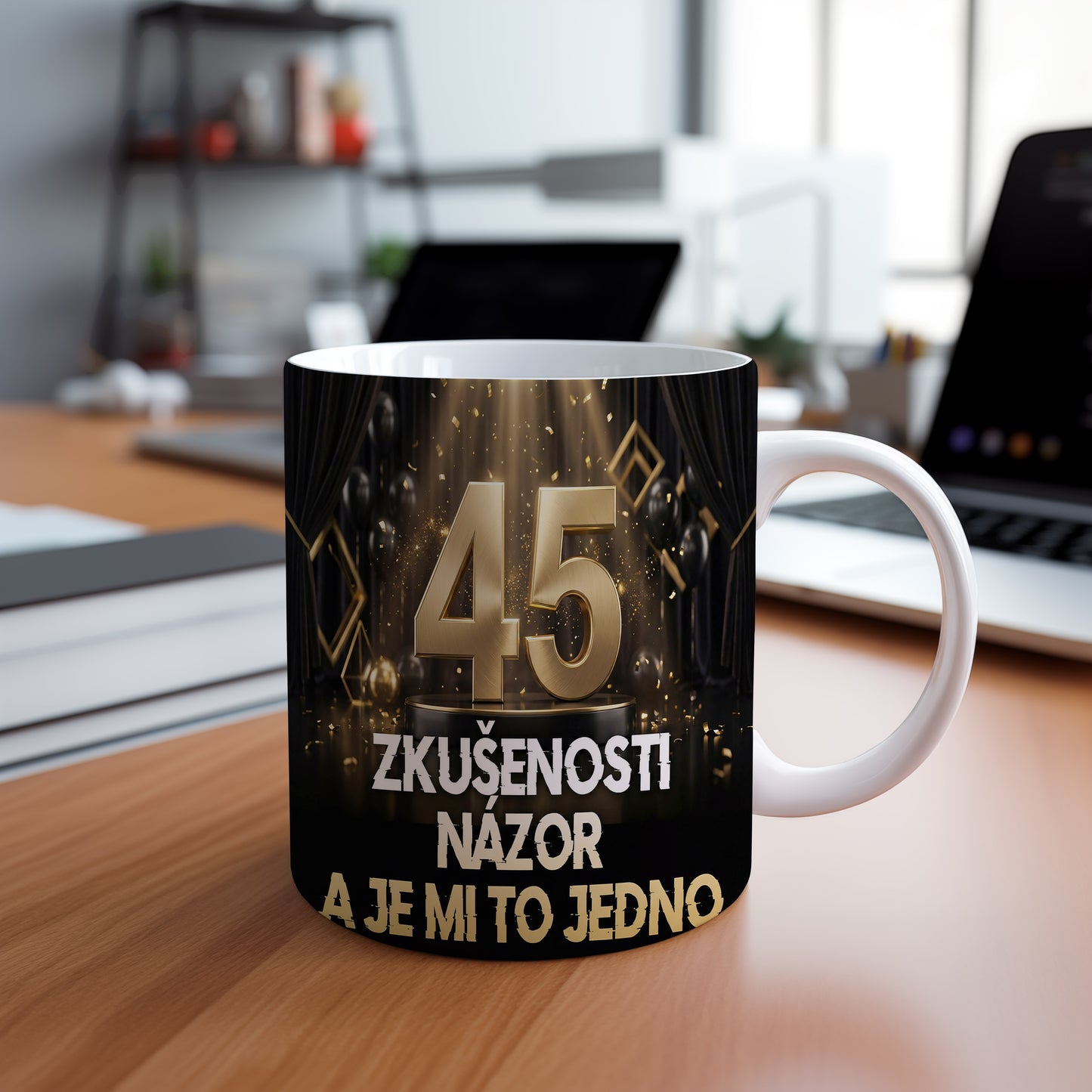Narozeninový hrnek 45 let – ZKUŠENOSTI NÁZOR A JE MI TO JEDNO