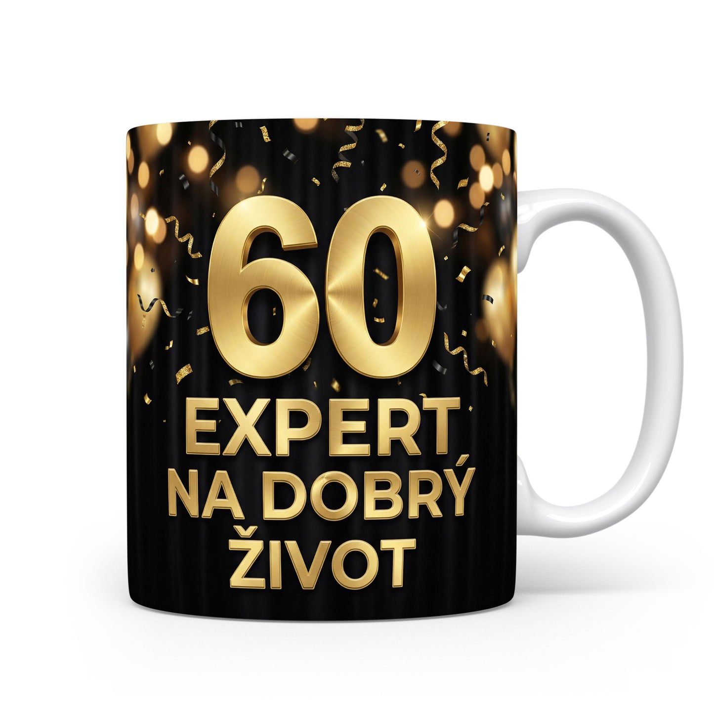 Hrnček s nápisem 60 EXPERT NA DOBRÝ ŽIVOT