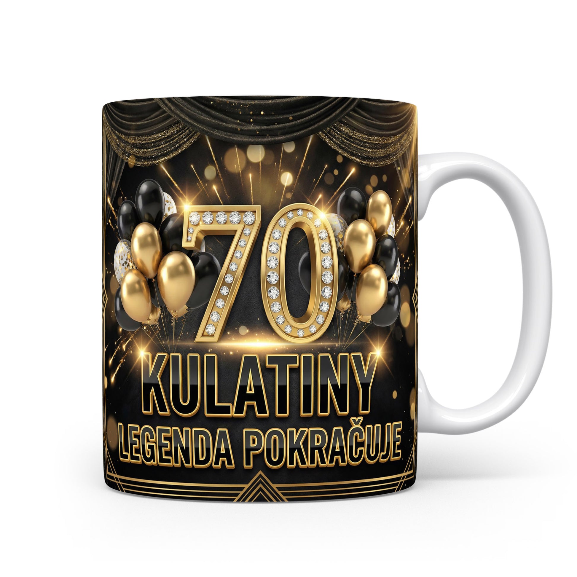 Hrnček s nápisem KULATINY LEGENDA POKRAČUJE