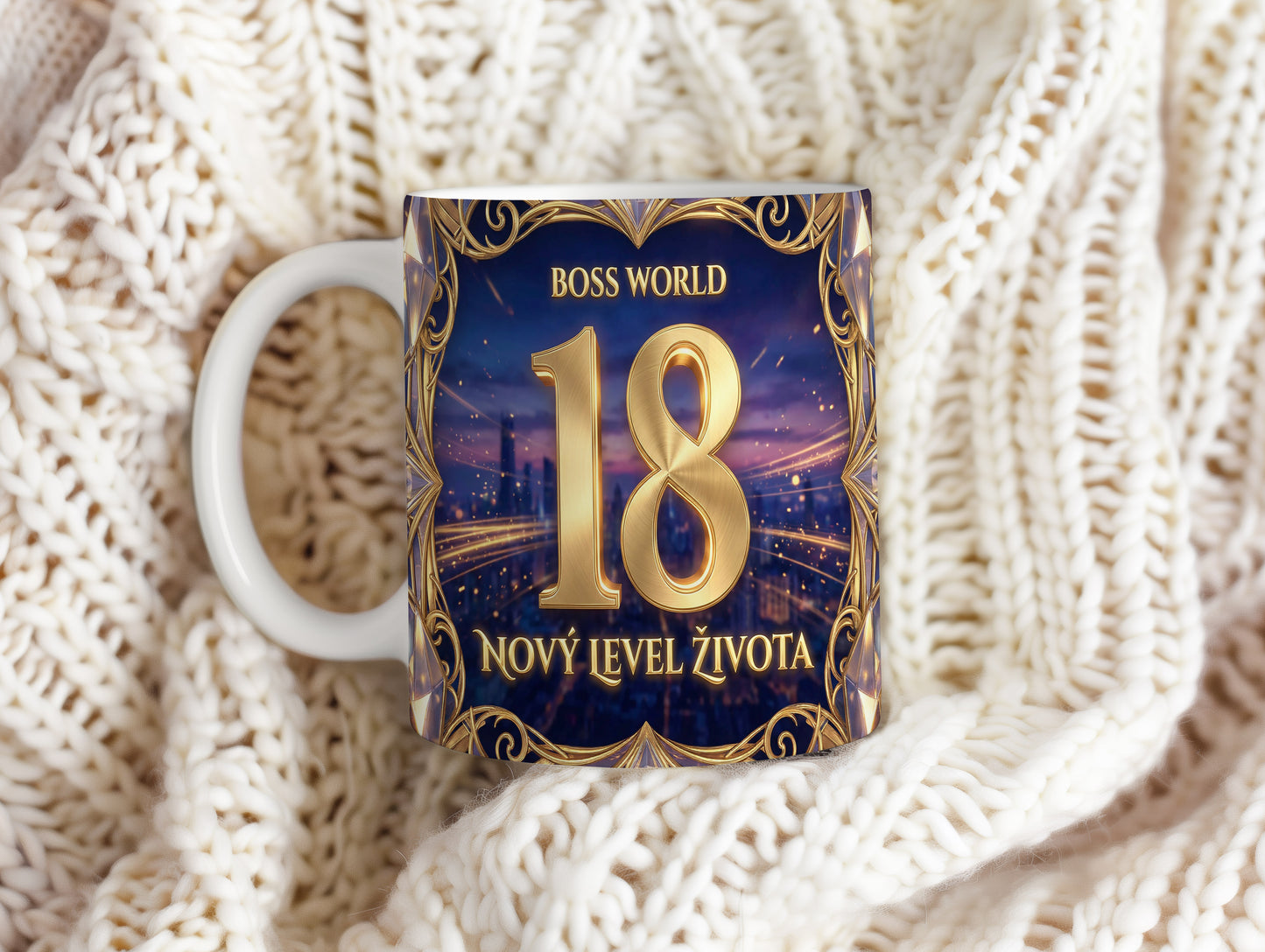 Narozeninový hrnek 18 let – NOVÝ LEVEL ŽIVOTA