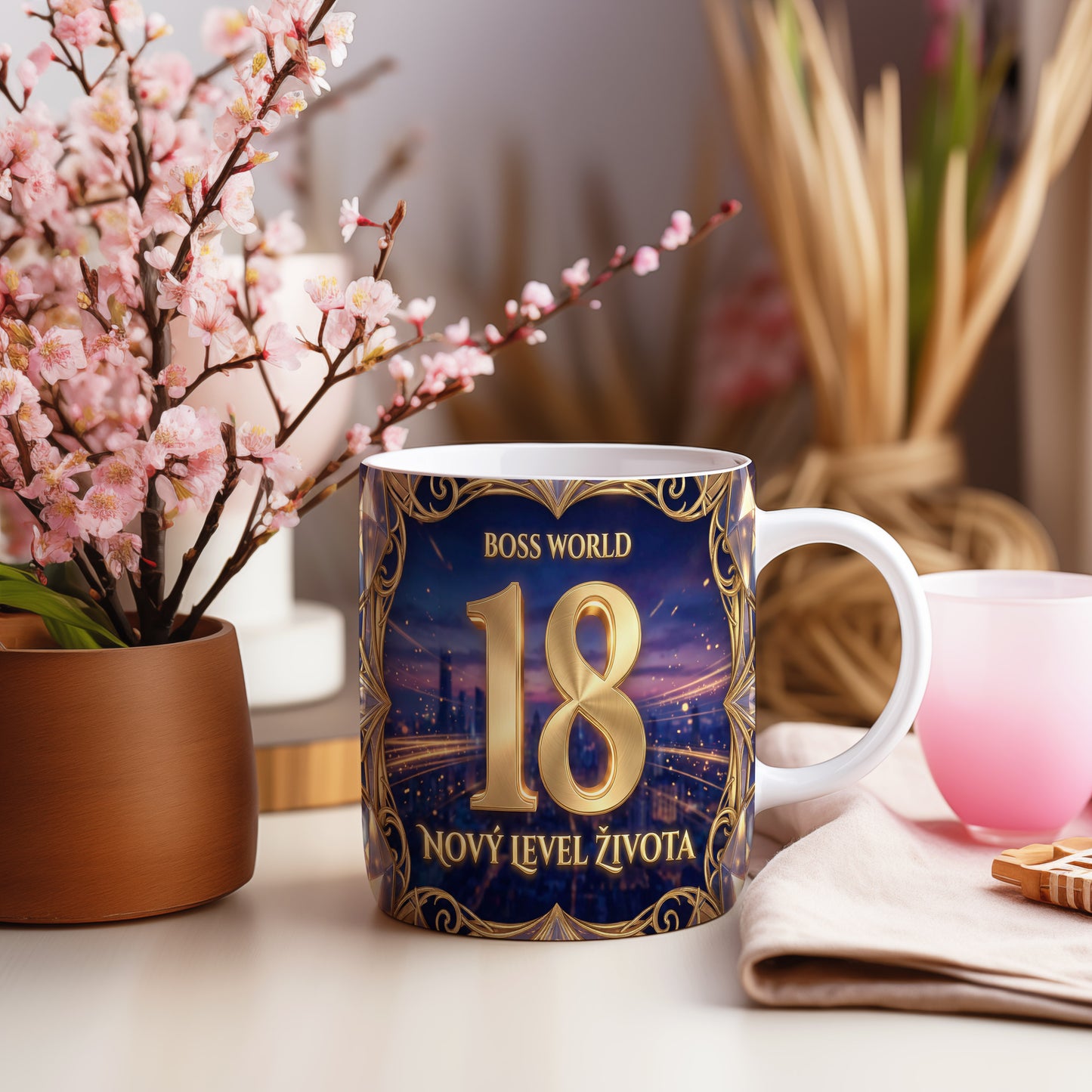 Narozeninový hrnek 18 let – NOVÝ LEVEL ŽIVOTA