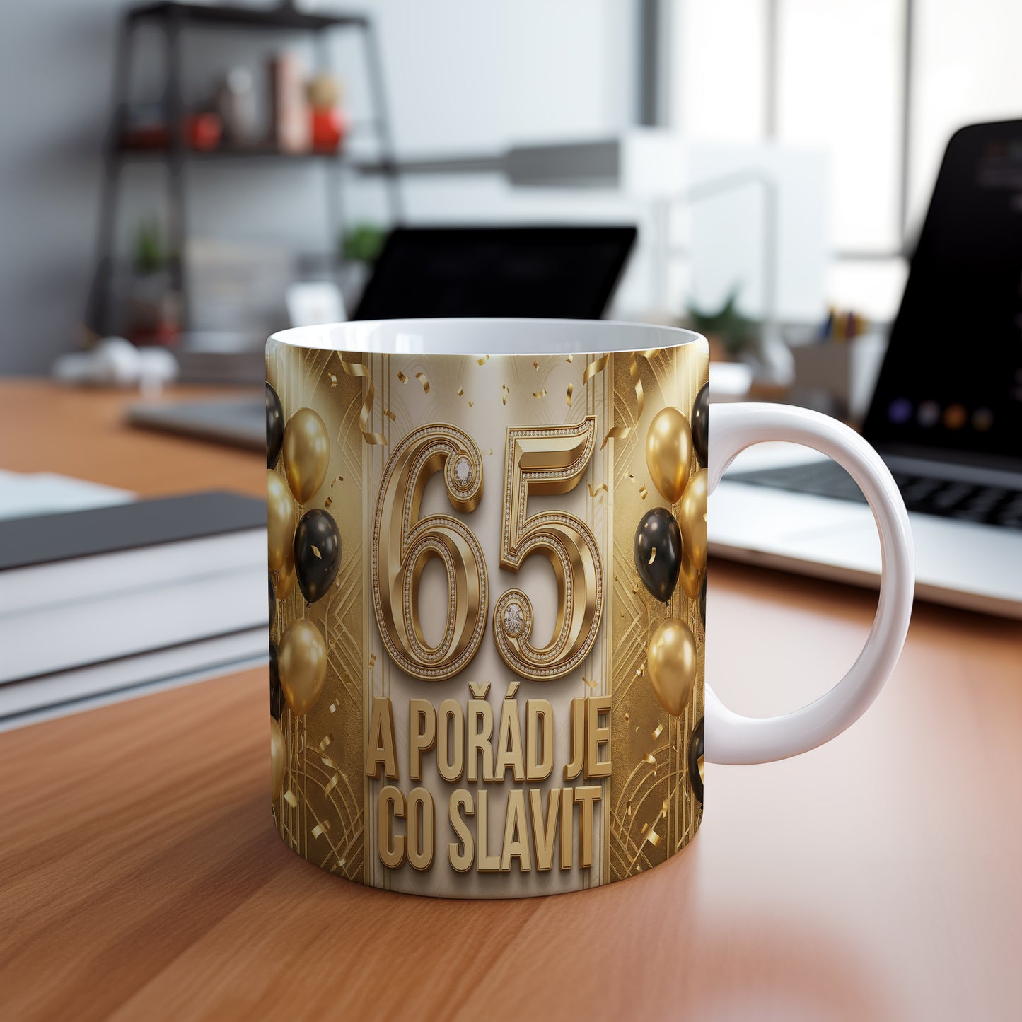 Narozeninový hrnek 65 let – A POŘÁD JE CO SLAVIT