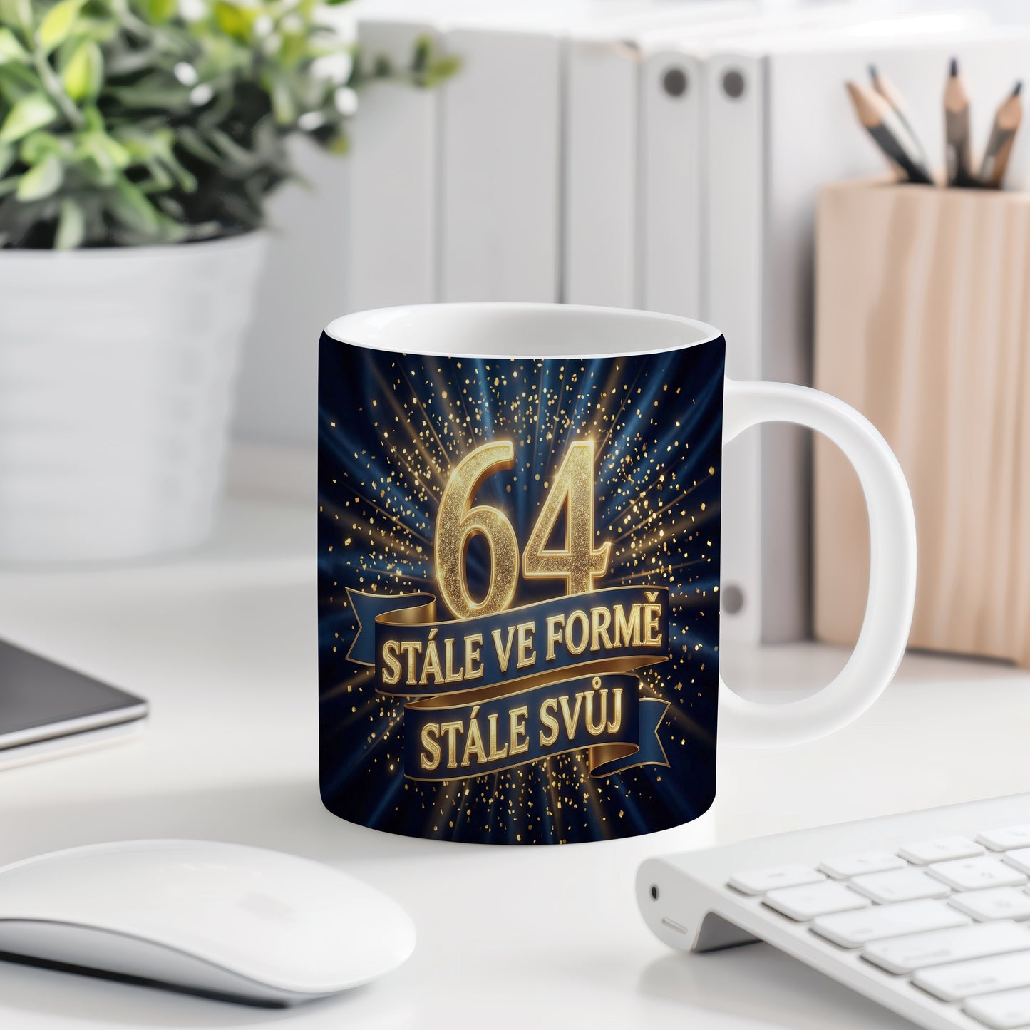 Narozeninový hrnek 64 let – STÁLE VE FORMĚ, STÁLE SVŮJ