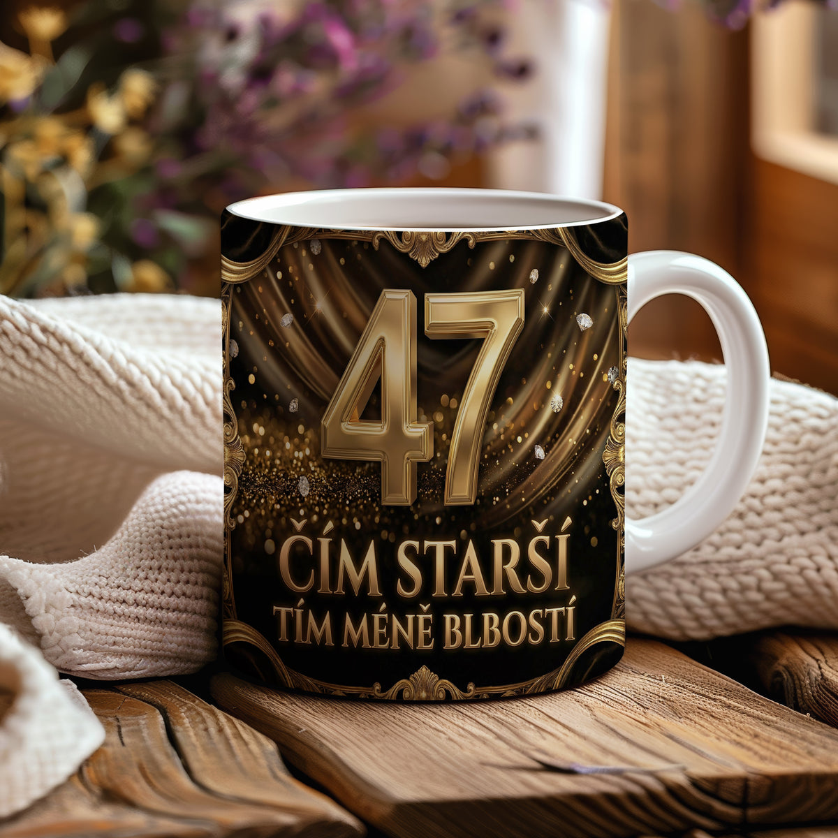 Narozeninový hrnek 47 let – ČÍM STARŠÍ TÍM MÉNĚ BLBOSTÍ