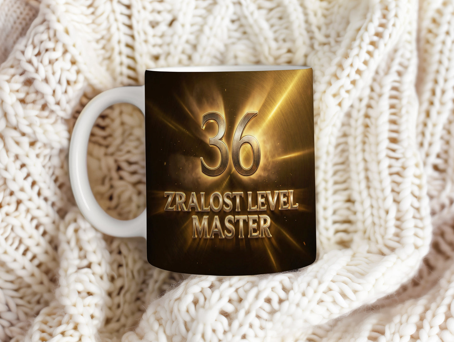 Narozeninový hrnek 36 let – ZRALOST LEVEL MASTER