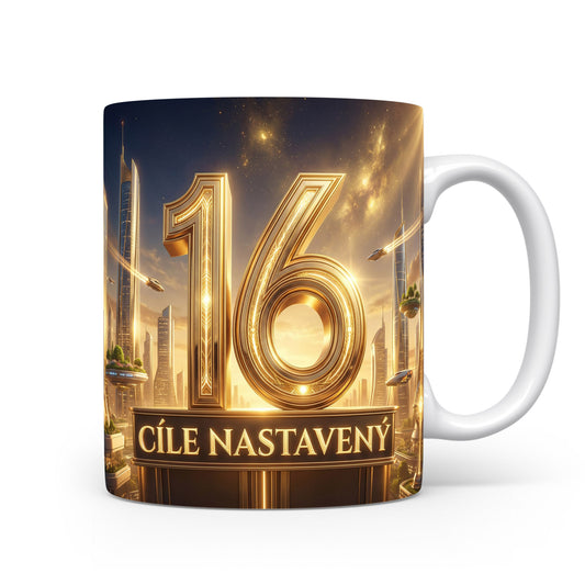 Hrnček s nápisem CÍLE NASTAVENÝ