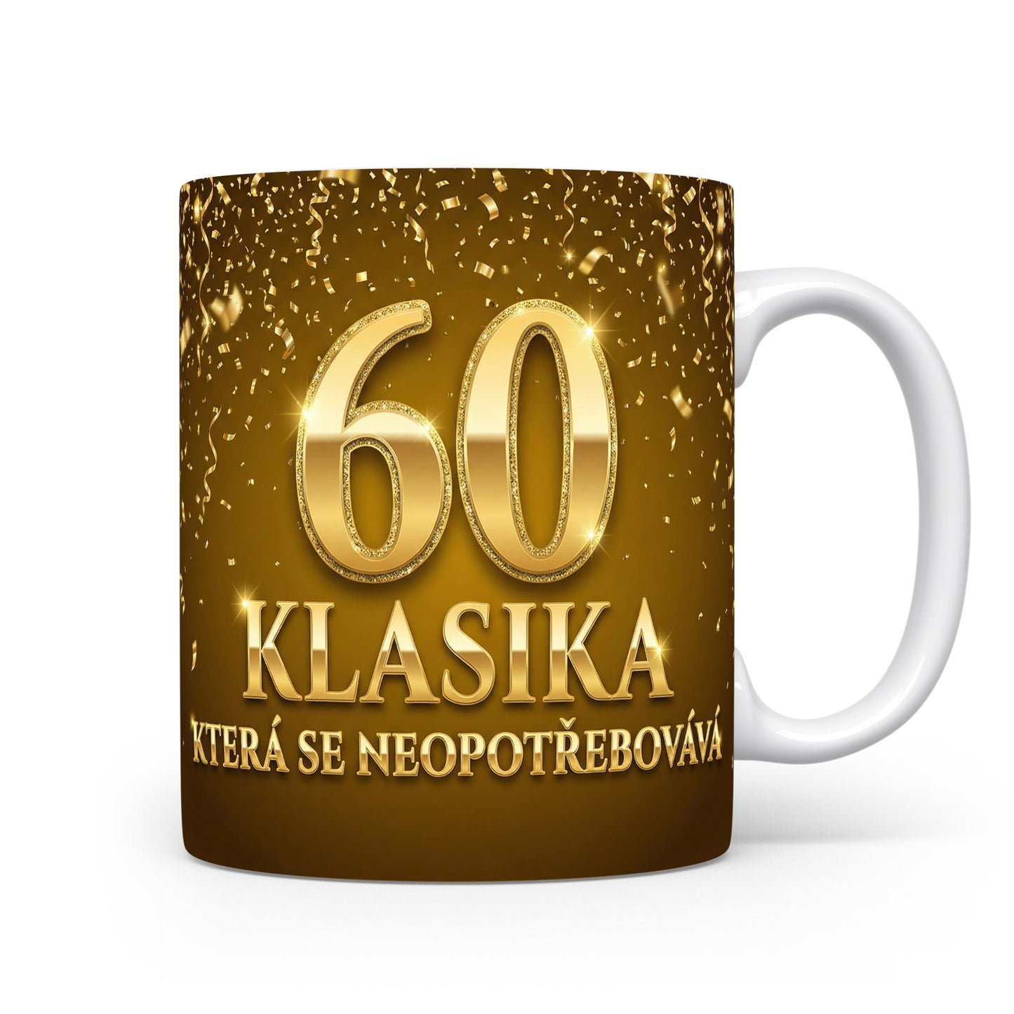 Hnědý hrnek s nápisem k 60. narozeninám