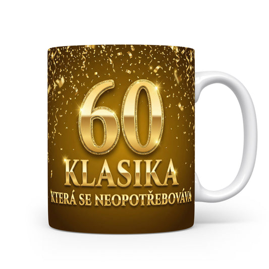 Hnědý hrnek s nápisem k 60. narozeninám