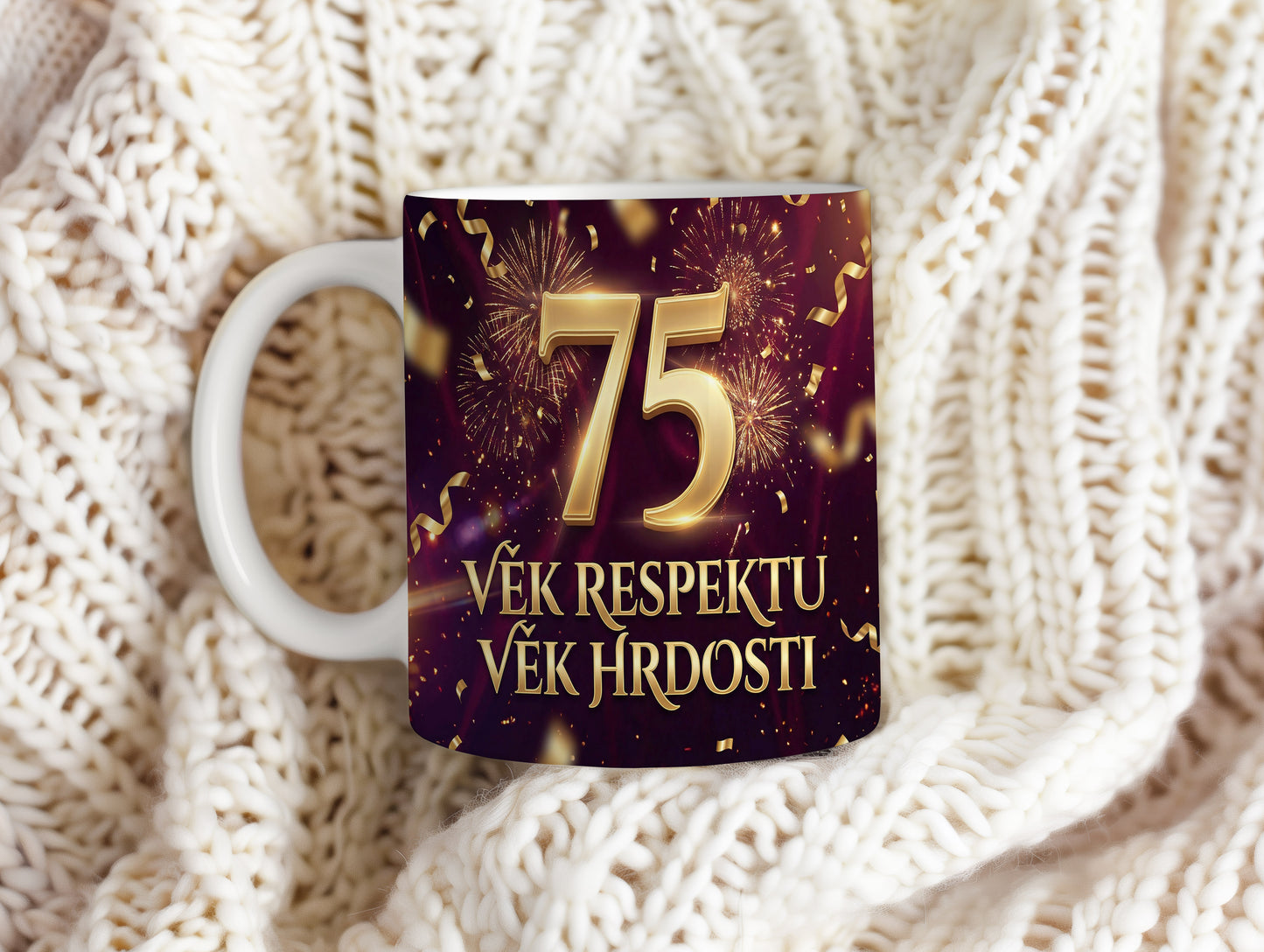 Narozeninový hrnek 75 let – VĚK RESPEKTU VĚK HRDOSTI