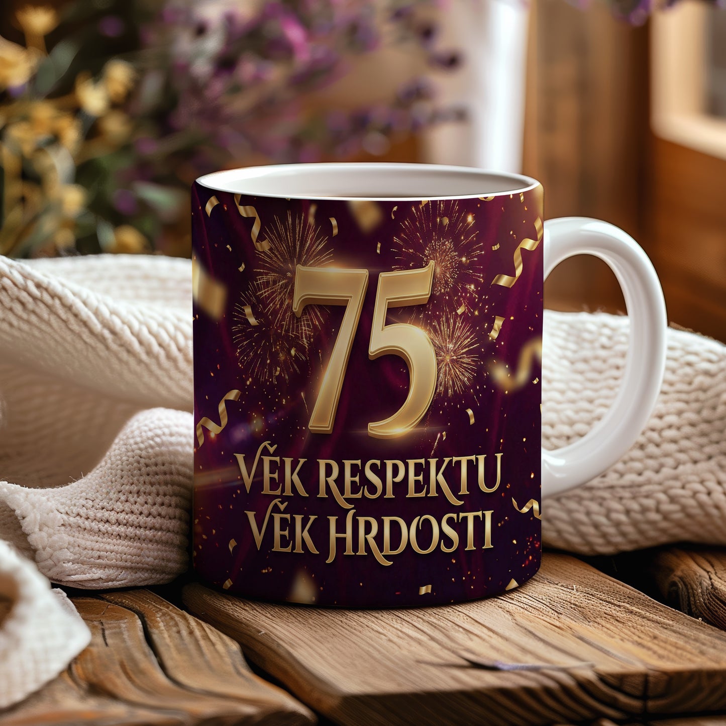 Narozeninový hrnek 75 let – VĚK RESPEKTU VĚK HRDOSTI