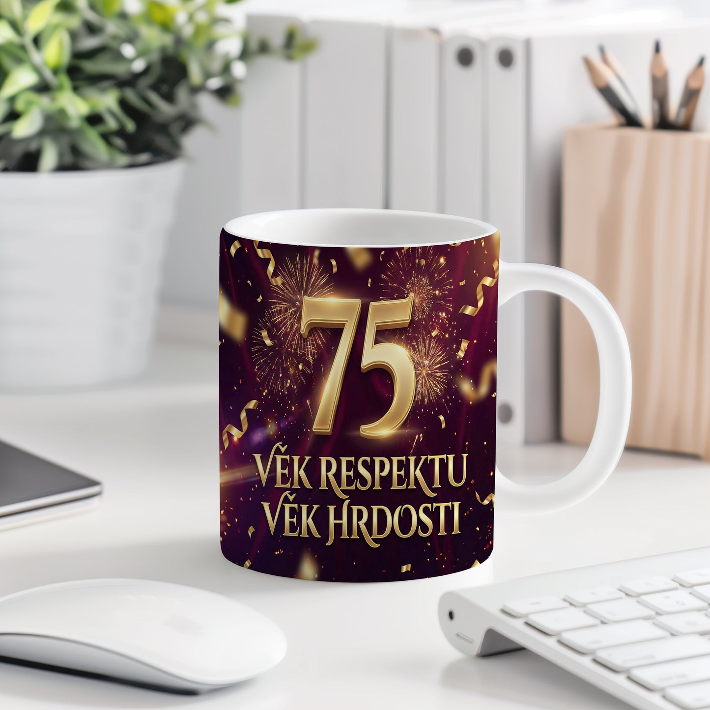 Narozeninový hrnek 75 let – VĚK RESPEKTU VĚK HRDOSTI