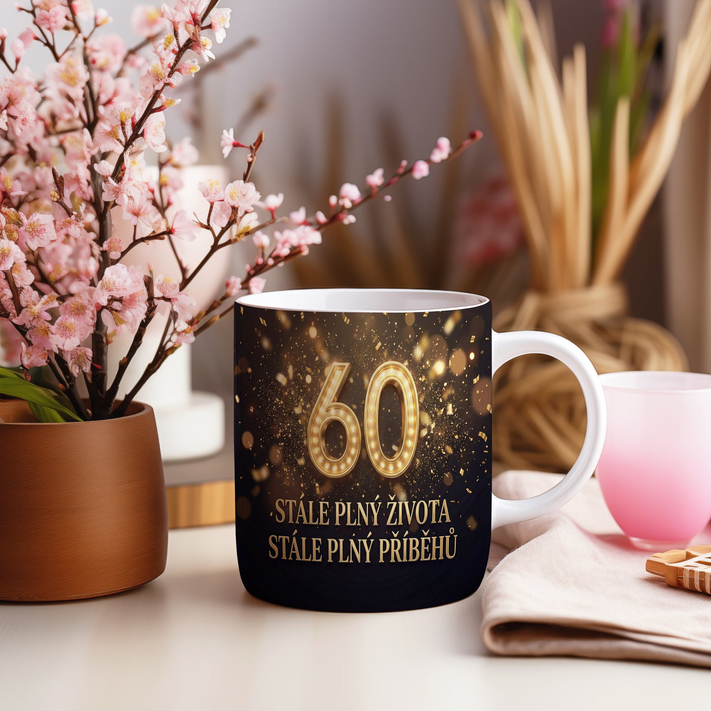 Narozeninový hrnek 60 let – STÁLE PLNÝ ŽIVOTA STÁLE PLNÝ PŘÍBĚHŮ