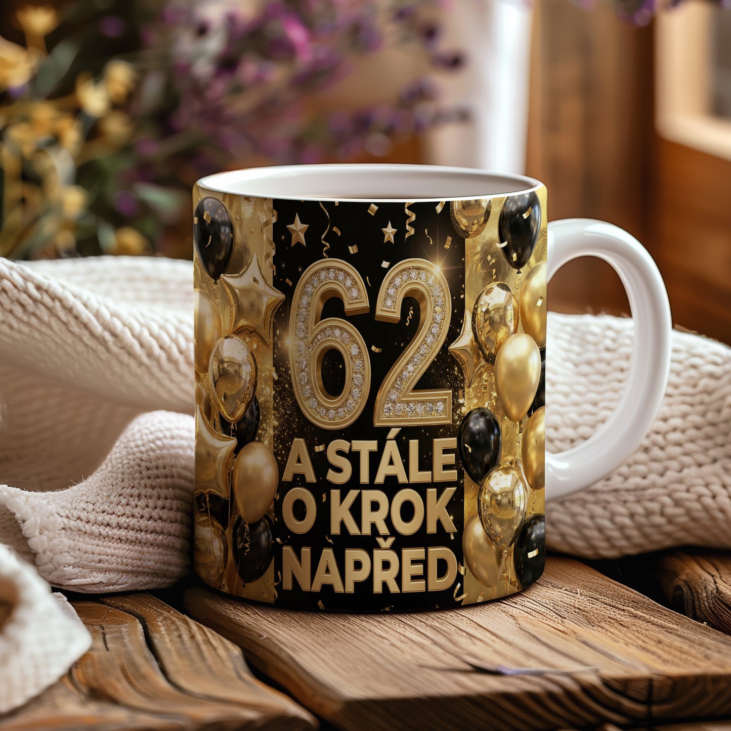 Narozeninový hrnek 62 let – A STÁLE O KROK NAPŘED
