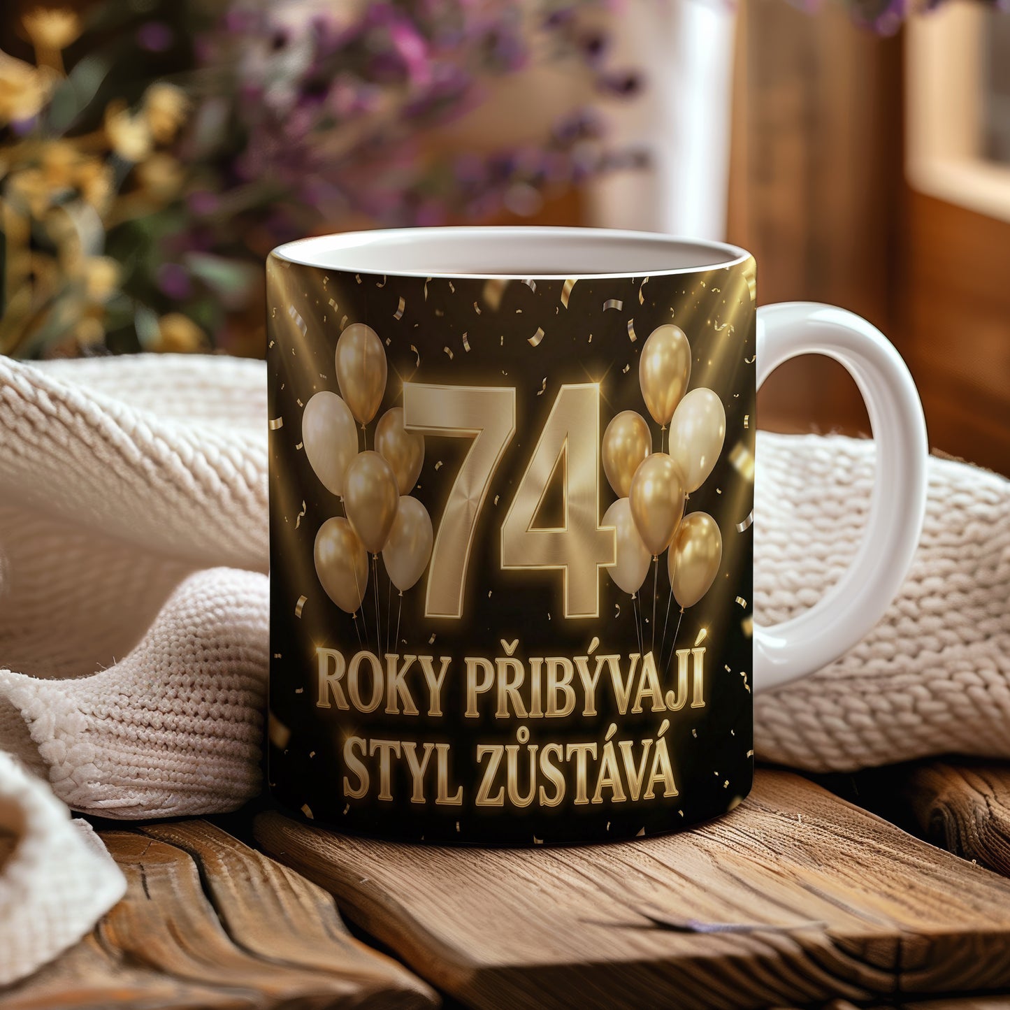 Narozeninový hrnek 74 let – ROKY PŘIBÝVAJÍ, STYL ZŮSTÁVÁ