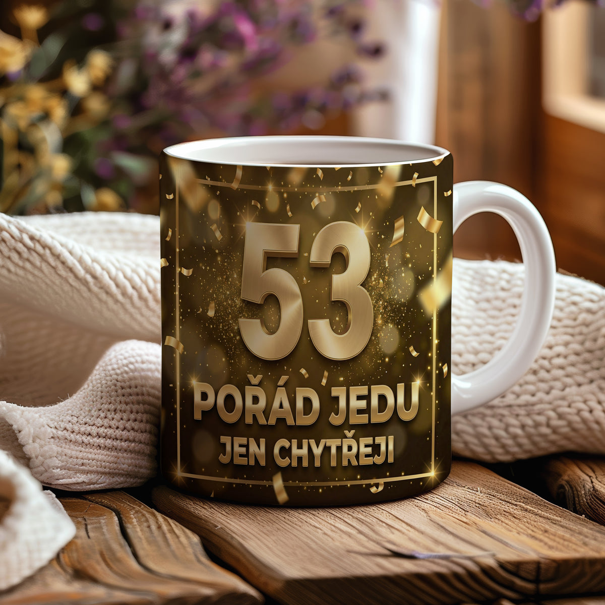 Narozeninový hrnek 53 let – POŘÁD JEDU JEN CHYTŘEJI