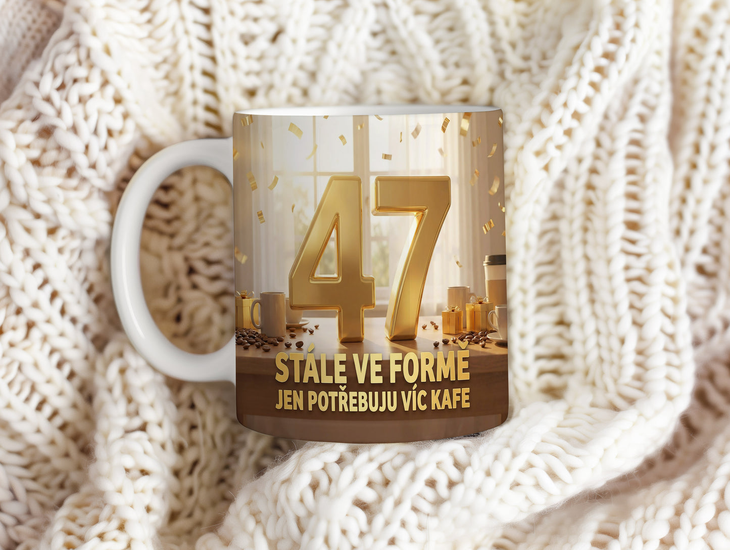 Narozeninový hrnek 47 let – STÁLE VE FORMĚ JEN POTŘEBUJU VÍC KAFE