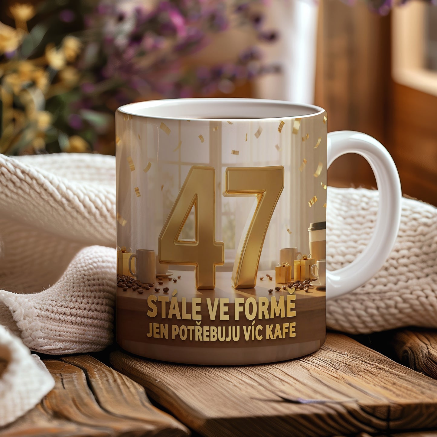 Narozeninový hrnek 47 let – STÁLE VE FORMĚ JEN POTŘEBUJU VÍC KAFE