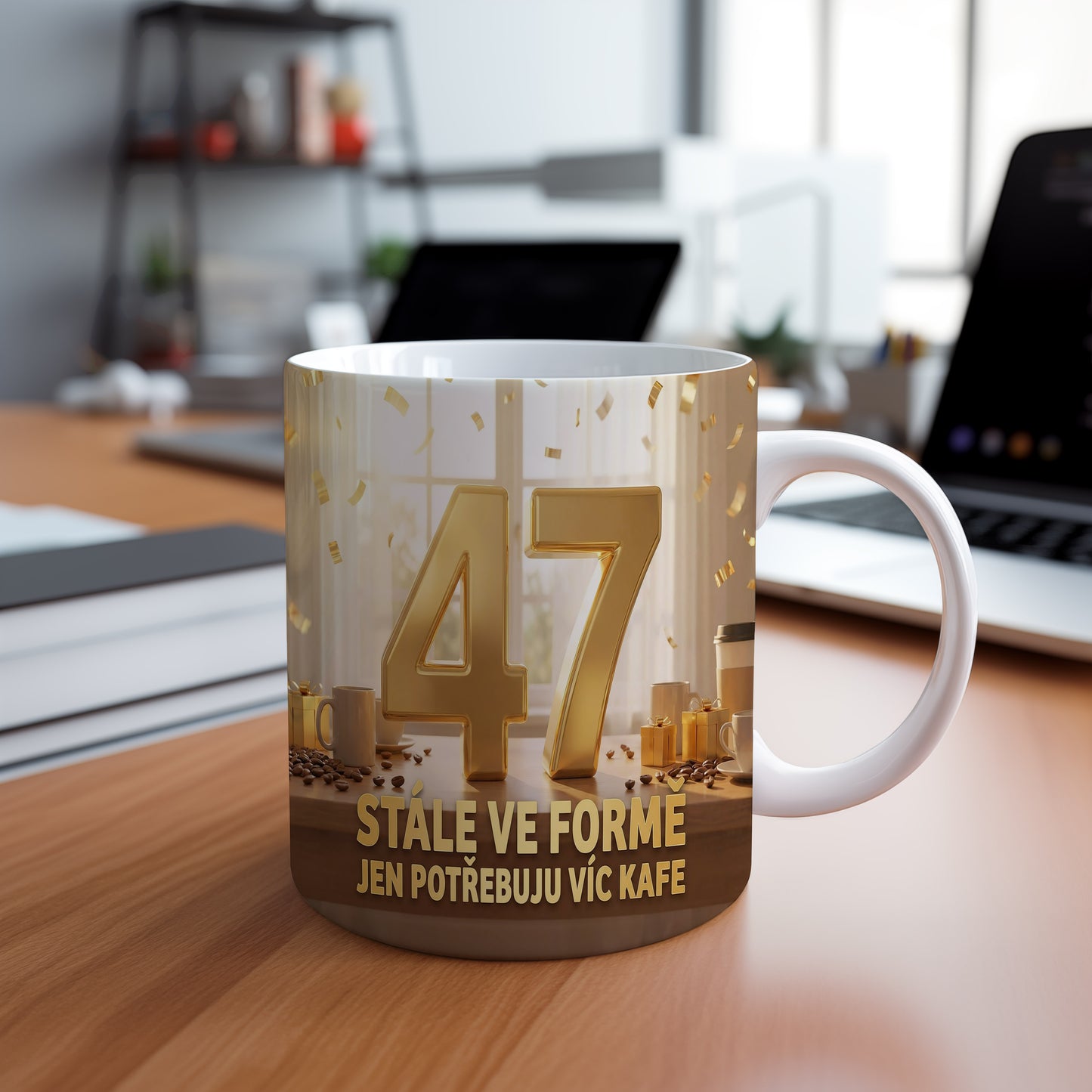 Narozeninový hrnek 47 let – STÁLE VE FORMĚ JEN POTŘEBUJU VÍC KAFE