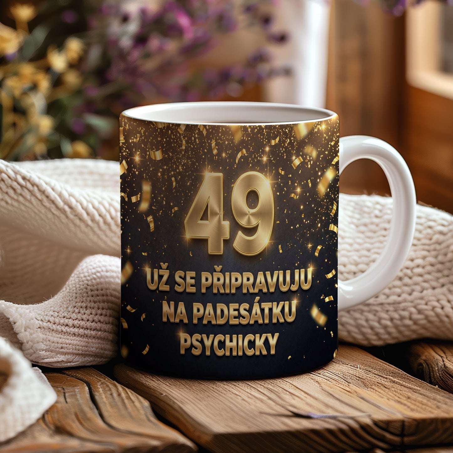 Narozeninový hrnek 49 let – UŽ SE PŘIPRAVUJU NA PADESÁTKU PSYCHICKY