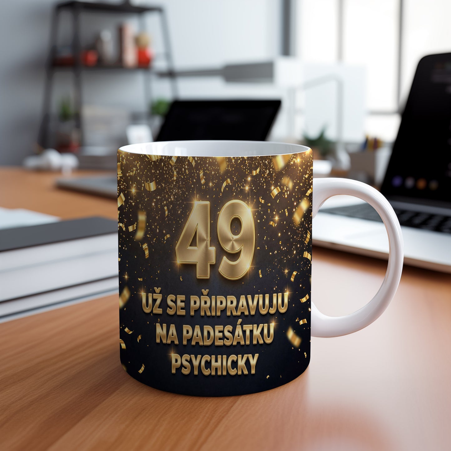Narozeninový hrnek 49 let – UŽ SE PŘIPRAVUJU NA PADESÁTKU PSYCHICKY
