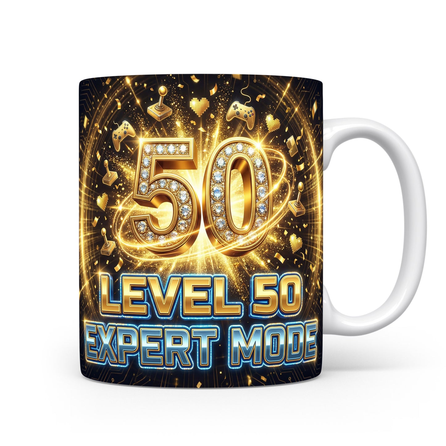 Herní hrnek s nápisem LEVEL 50 EXPERT MODE