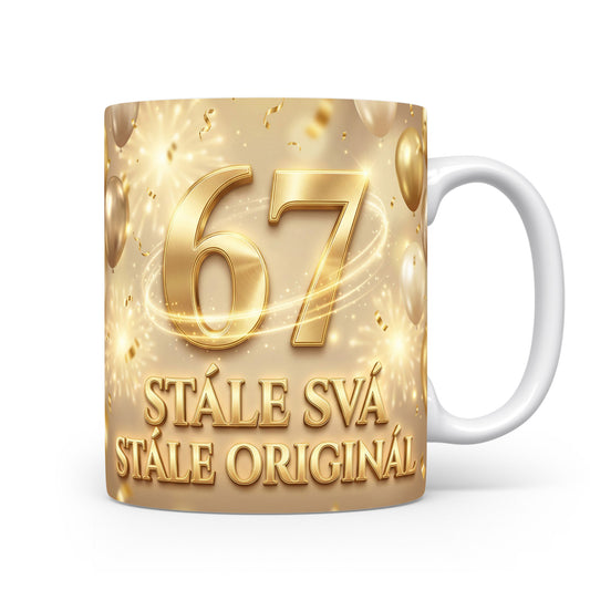 Narozeninový hrnek s věkem 67
