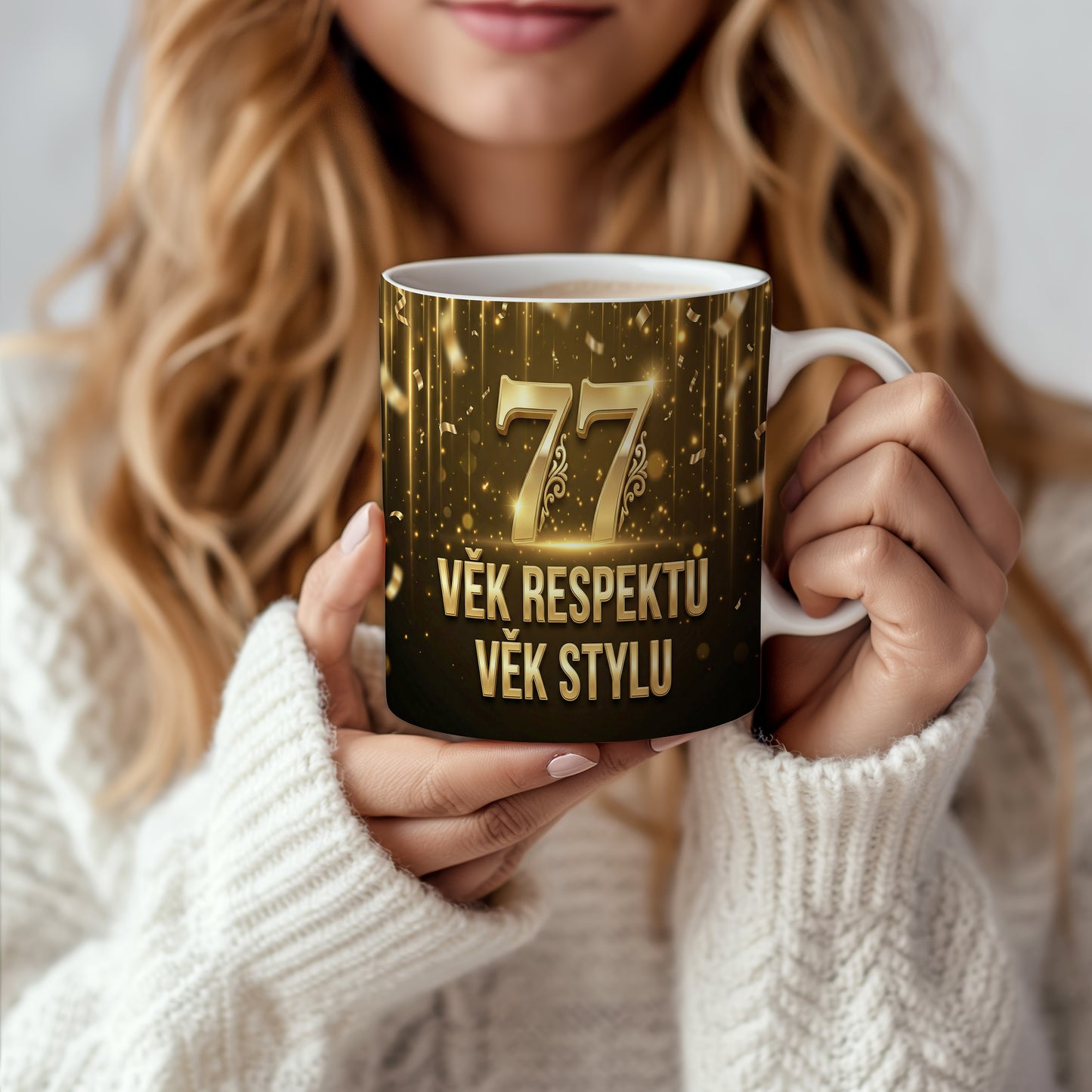 Narozeninový hrnek 77 let – VĚK RESPEKTU VĚK STYLU