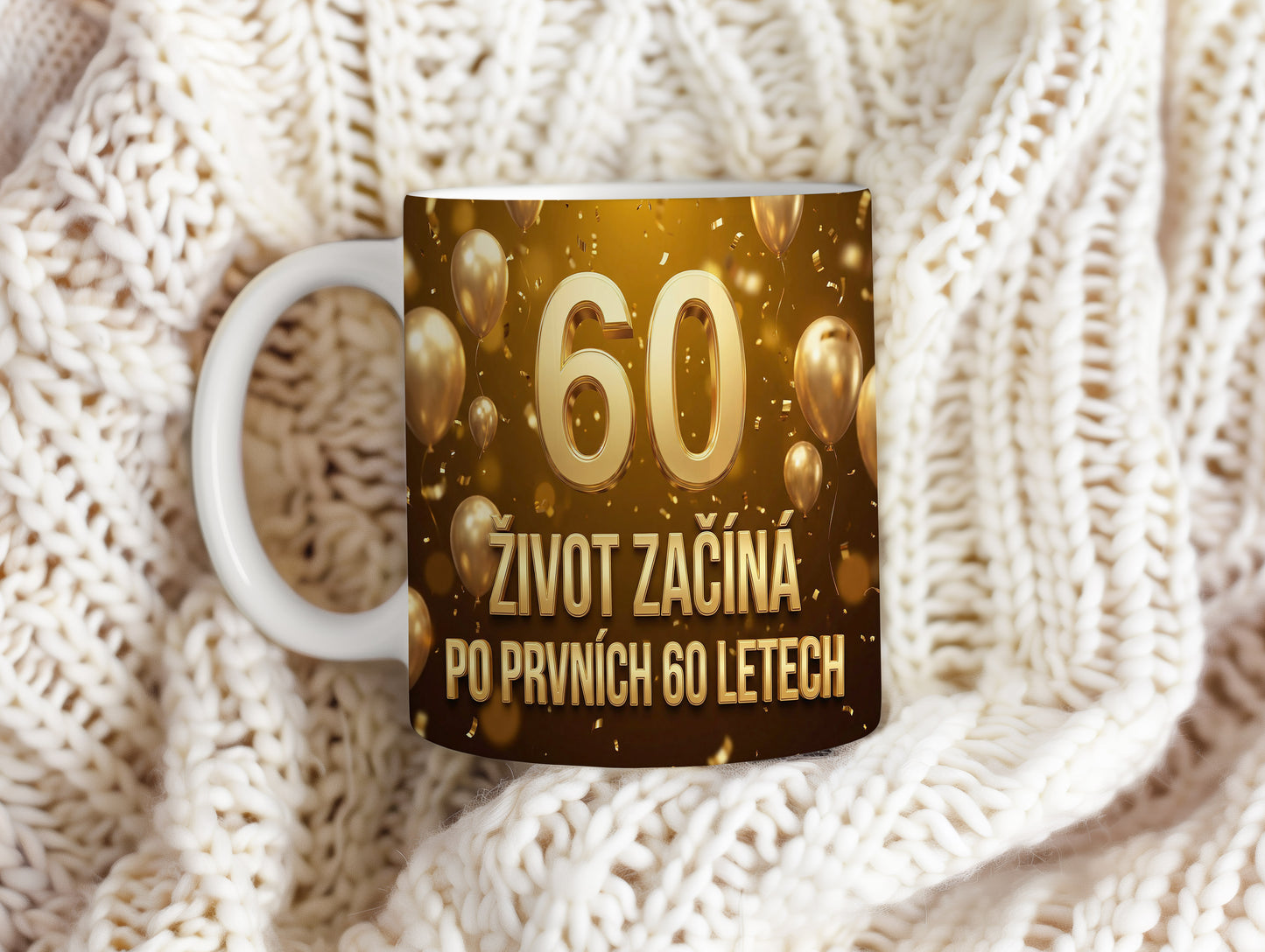 Narozeninový hrnek 60 let – ŽIVOT ZAČÍNÁ PO PRVNÍCH 60 LETECH
