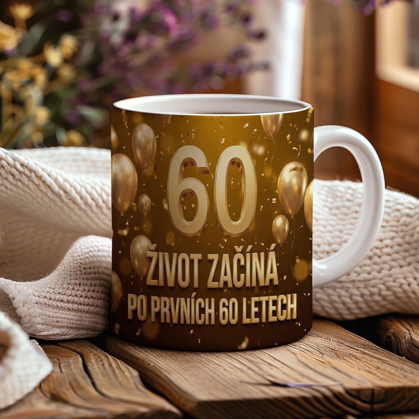 Narozeninový hrnek 60 let – ŽIVOT ZAČÍNÁ PO PRVNÍCH 60 LETECH