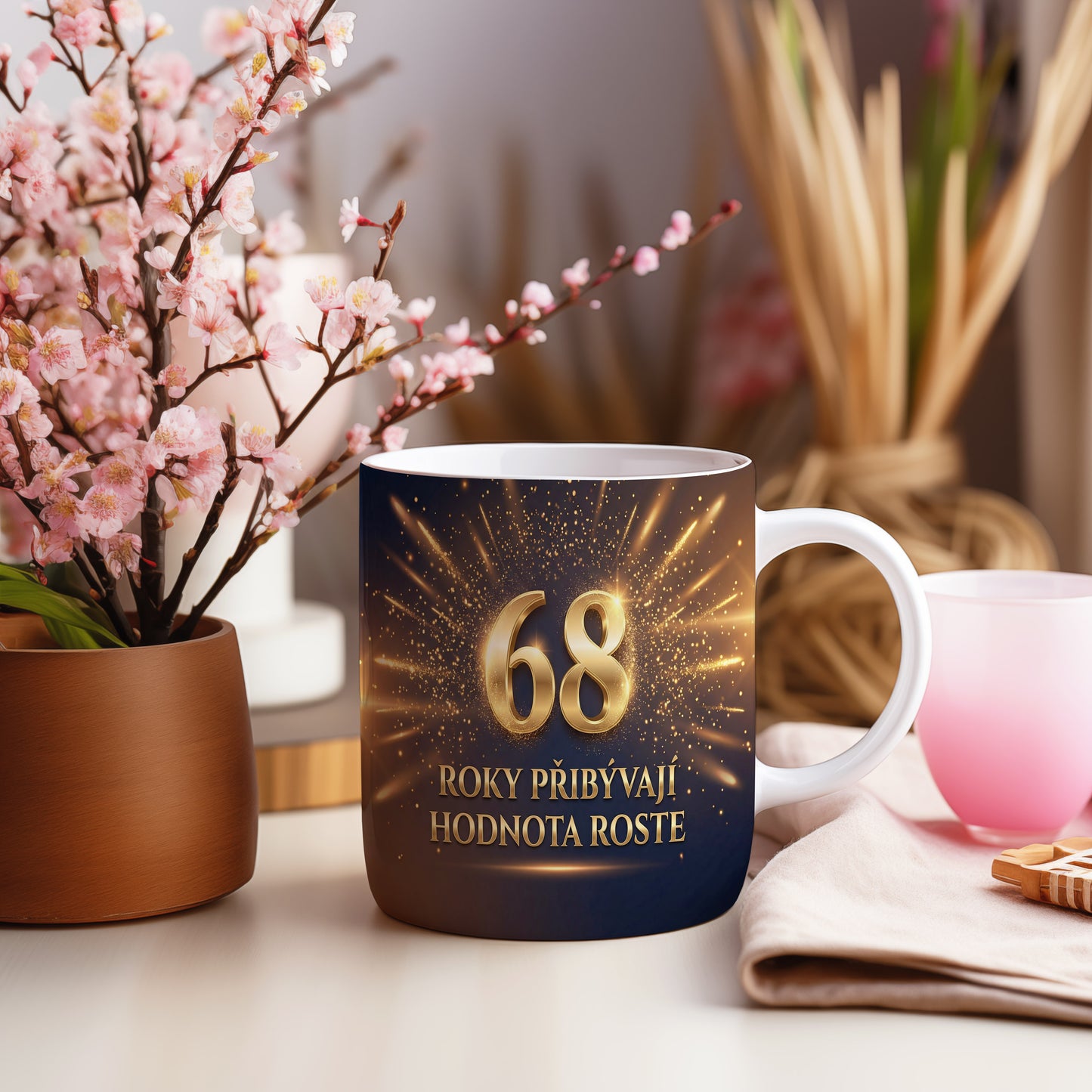Narozeninový hrnek 68 let – ROKY PŘIBÝVAJÍ HODNOTA ROSTE