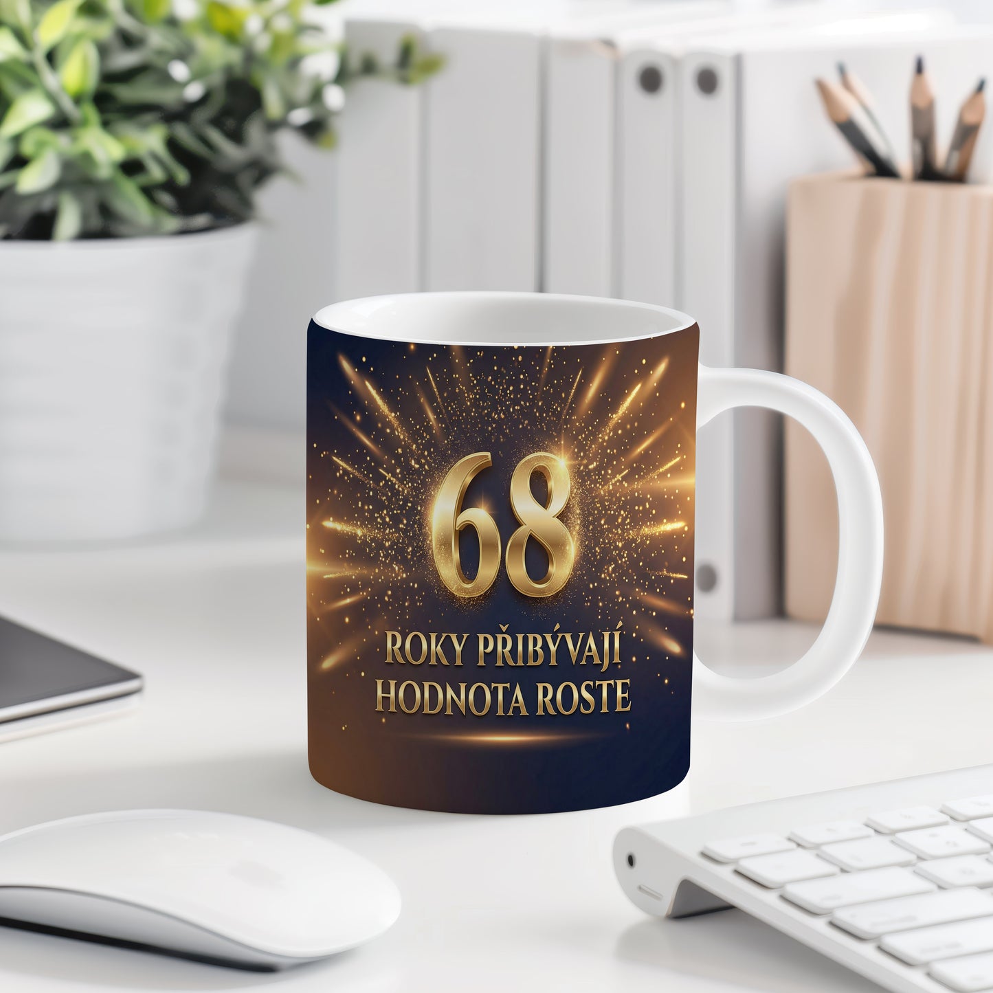 Narozeninový hrnek 68 let – ROKY PŘIBÝVAJÍ HODNOTA ROSTE