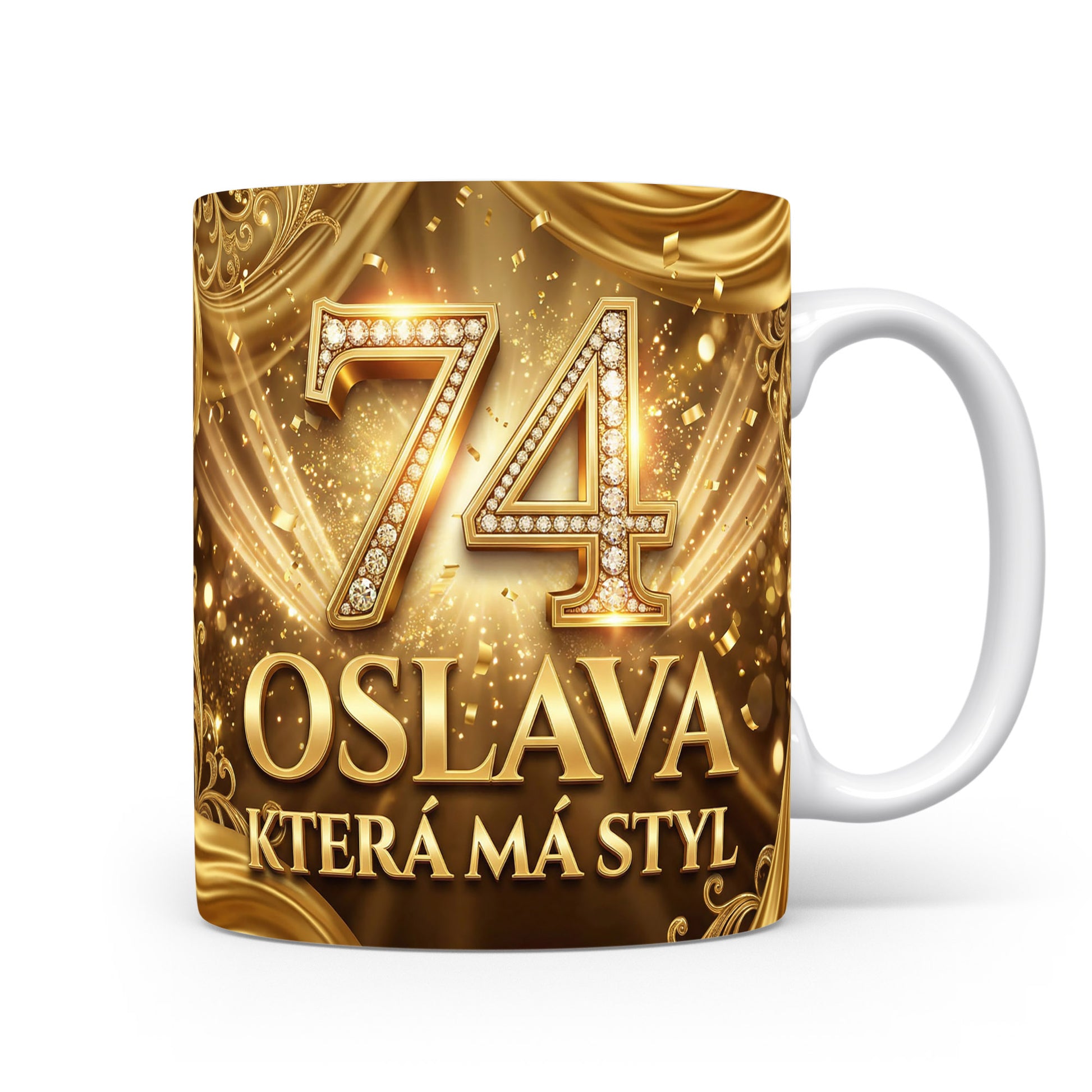 Hrnček s nápisem OSLAVA, KTERÁ MÁ STYL
