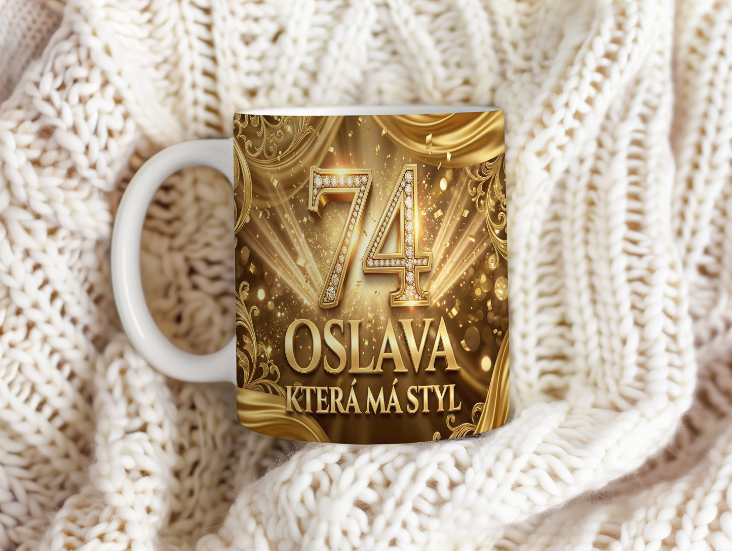 Narozeninový hrnek 74 let – OSLAVA, KTERÁ MÁ STYL