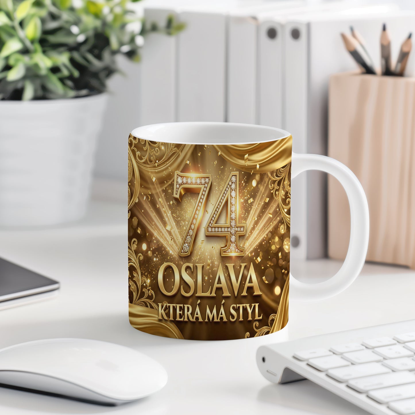 Narozeninový hrnek 74 let – OSLAVA, KTERÁ MÁ STYL