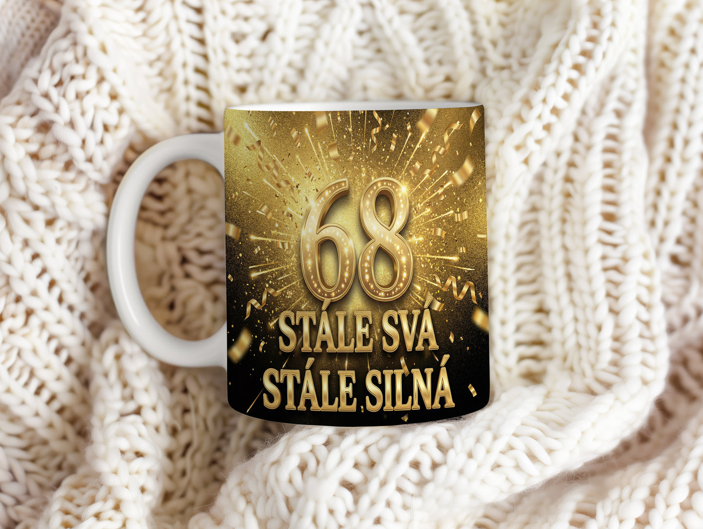 Narozeninový hrnek 68 let – STÁLE SVÁ, STÁLE SILNÁ