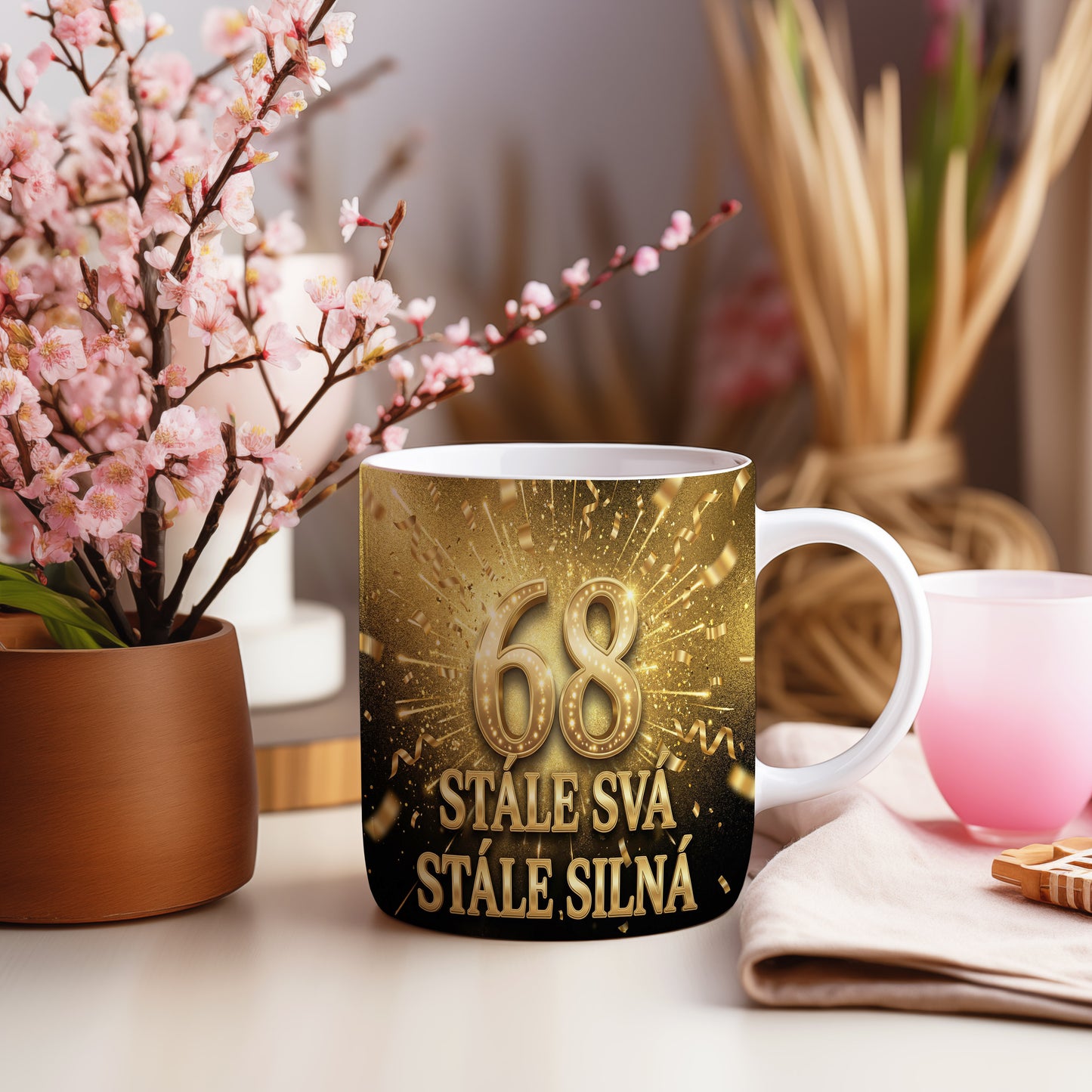 Narozeninový hrnek 68 let – STÁLE SVÁ, STÁLE SILNÁ
