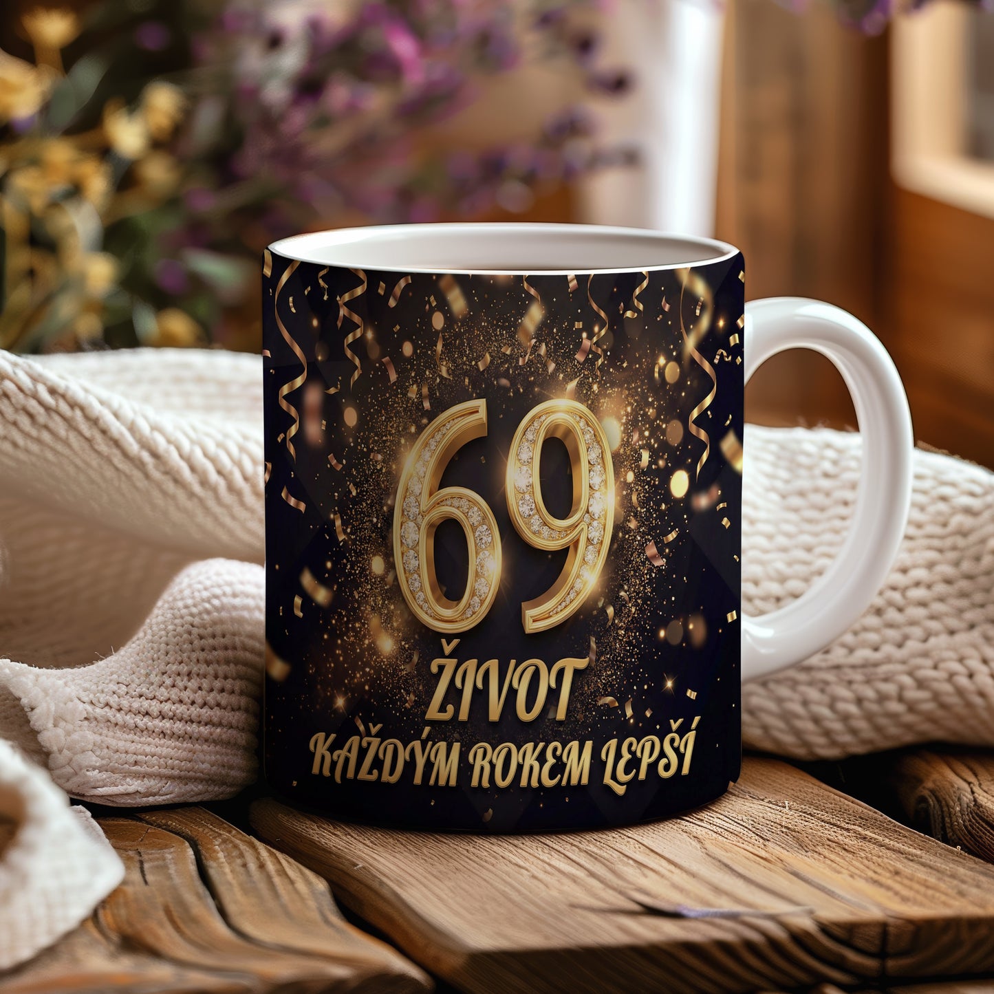 Narozeninový hrnek 69 let – ŽIVOT KAŽDÝM ROKEM LEPŠÍ
